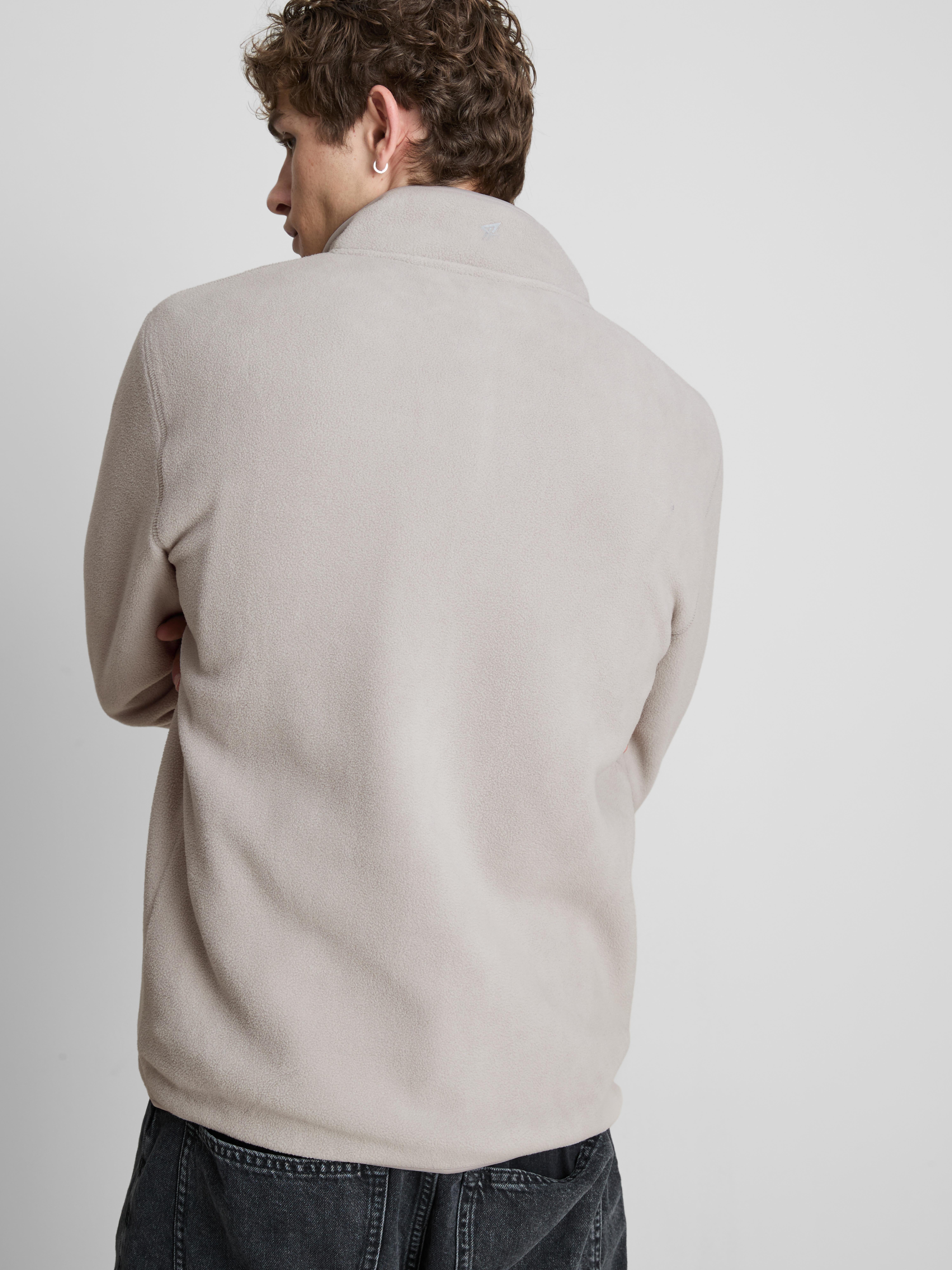 Zip-Up Fleece Jacket - Light Gray