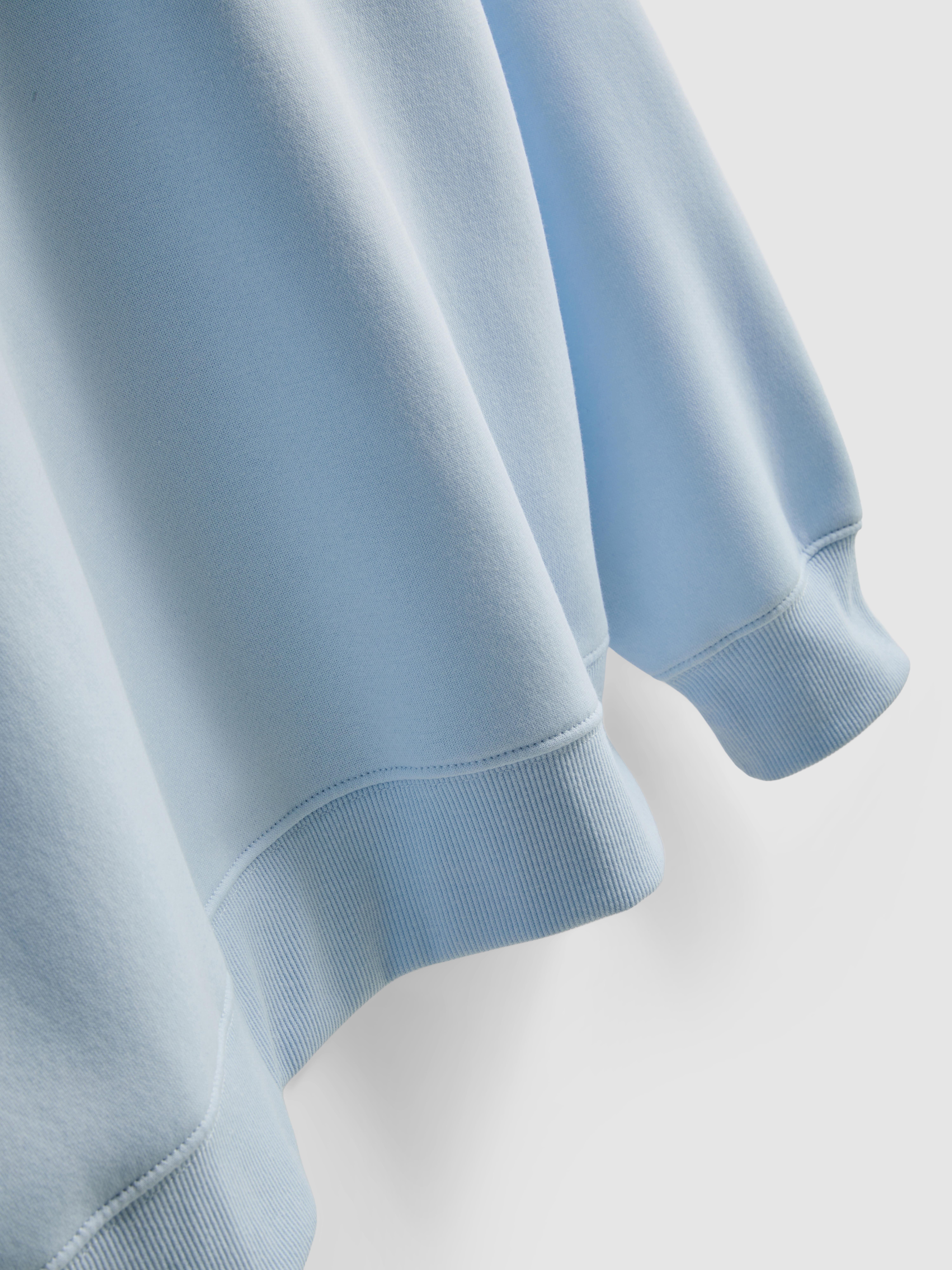 Cotton Blend Relaxed Graphic Sweatshirt - Light Blue