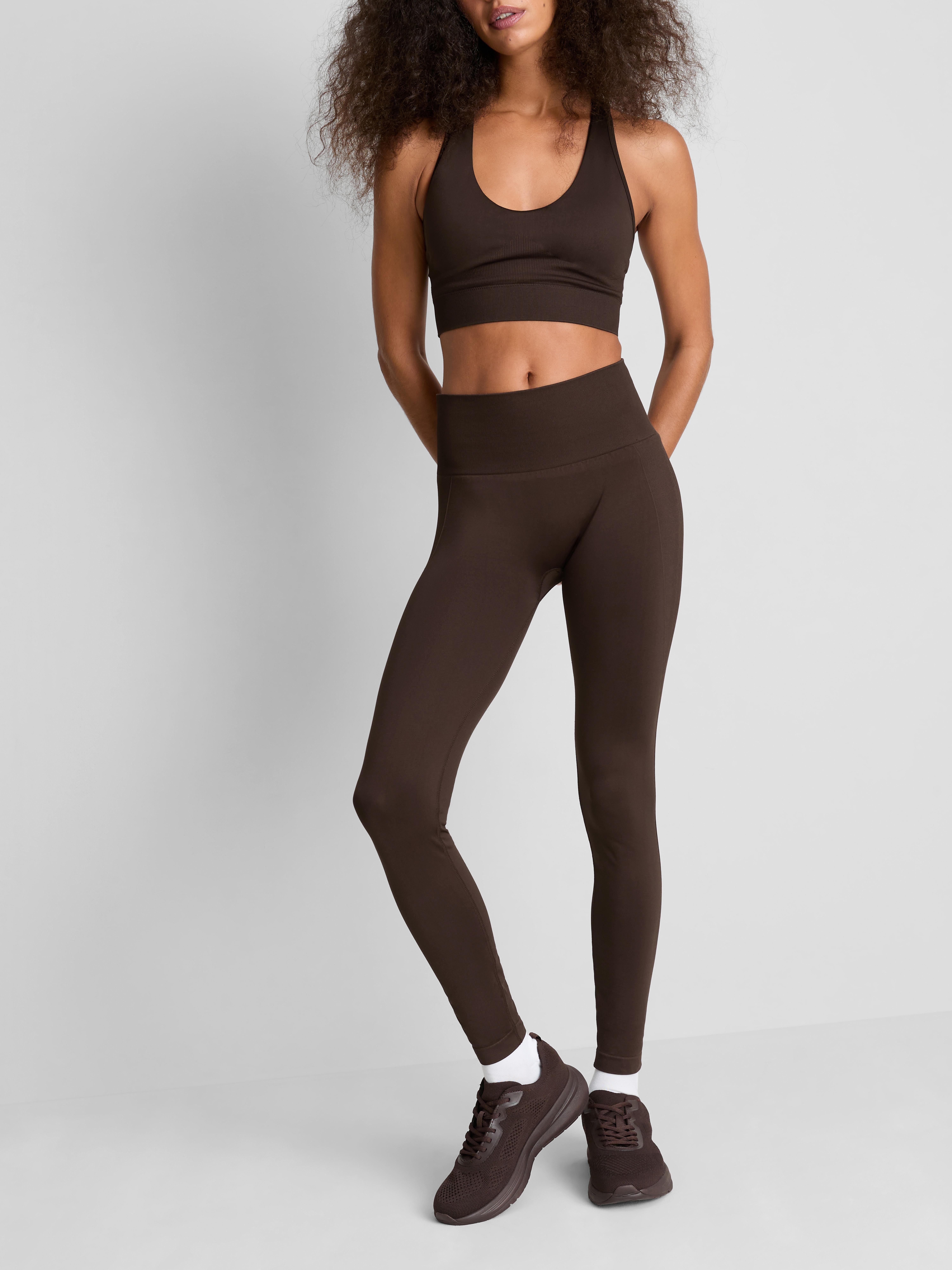 Seamless High-Waisted Active Leggings - Chocolate