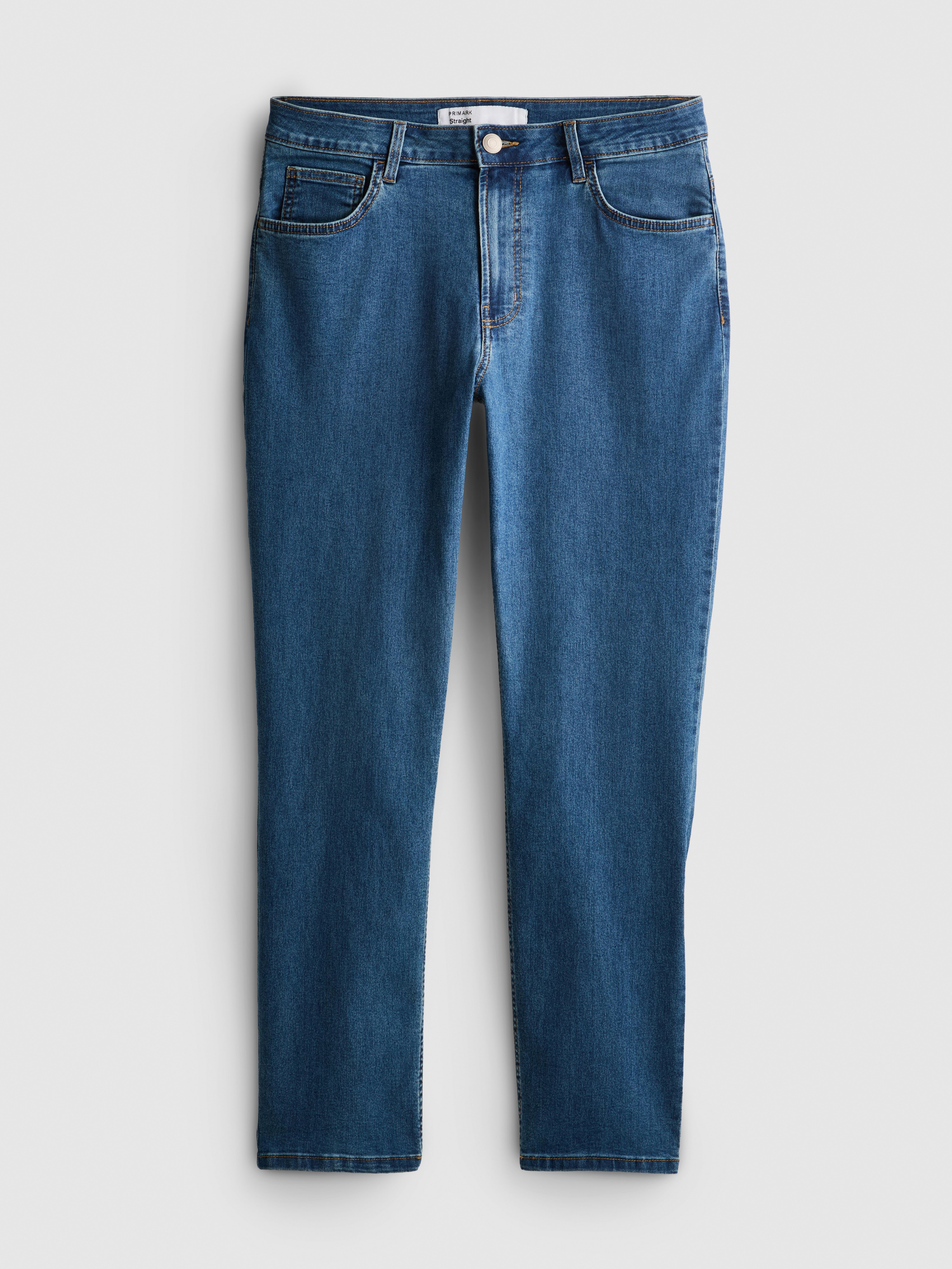 Mid Rise Straight Leg Jeans - Blue
