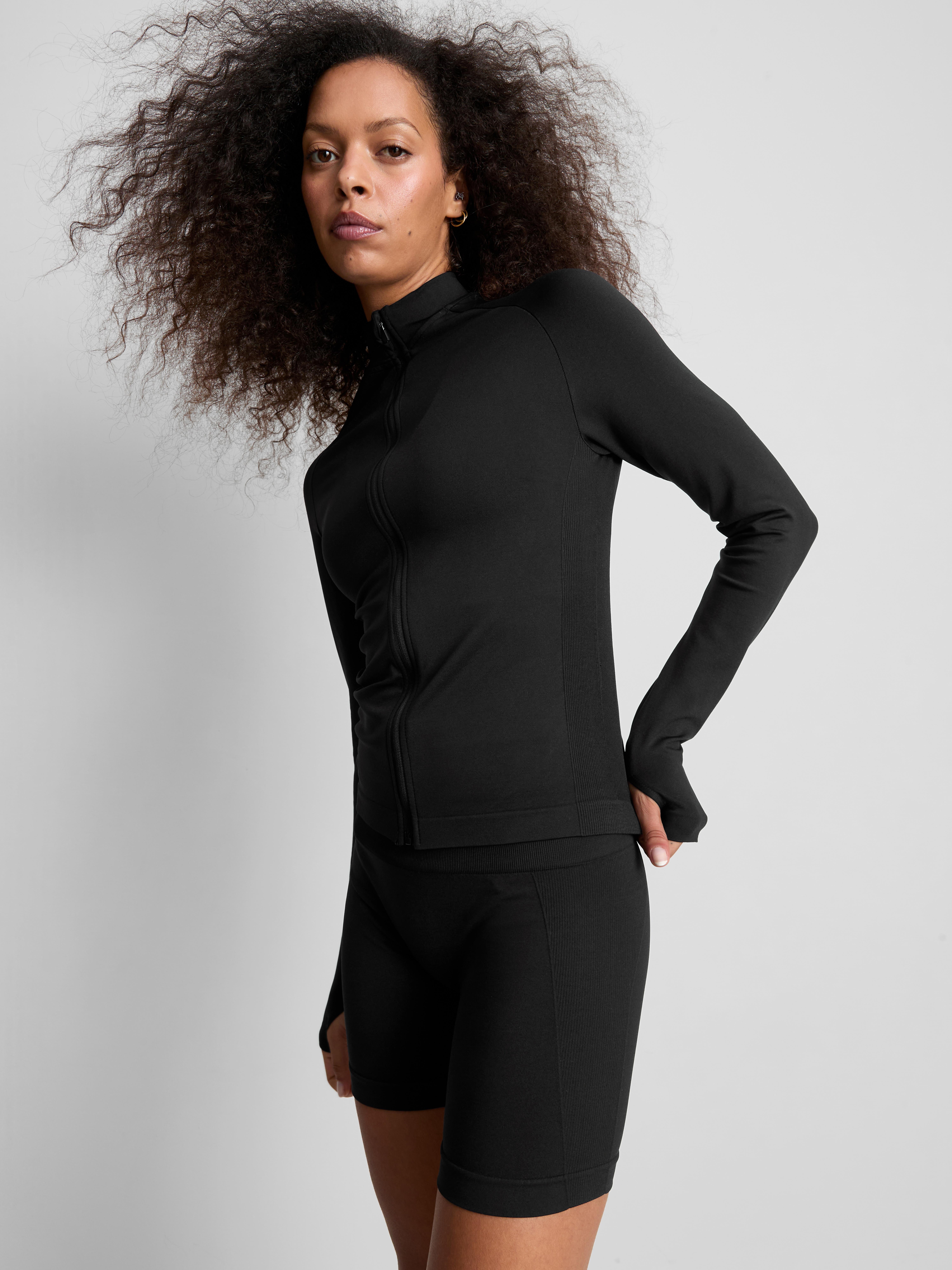 Seamless Zip Through Active Jacket - Black