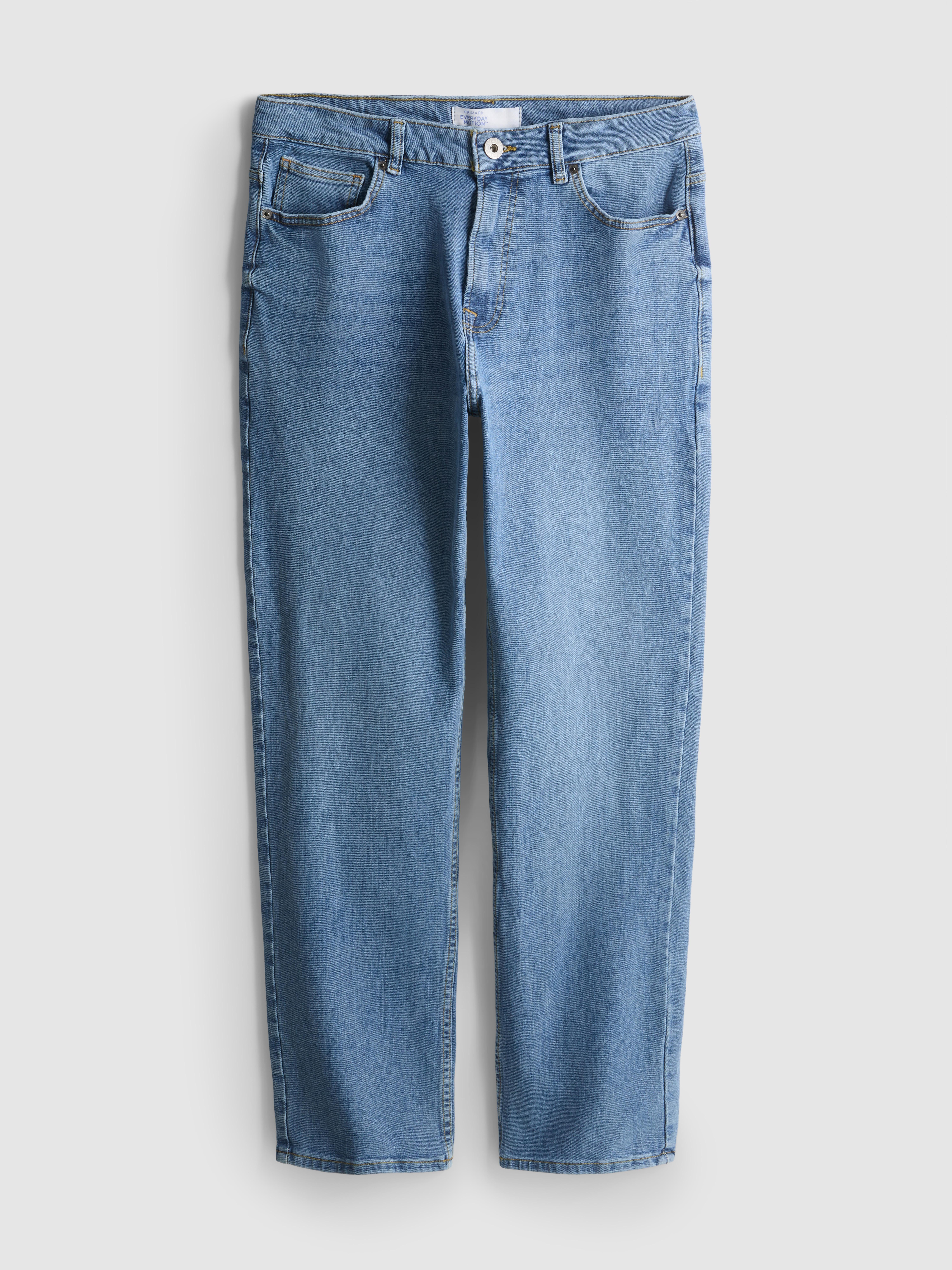 Mid-Rise Straight-Leg Jeans - Mid Blue