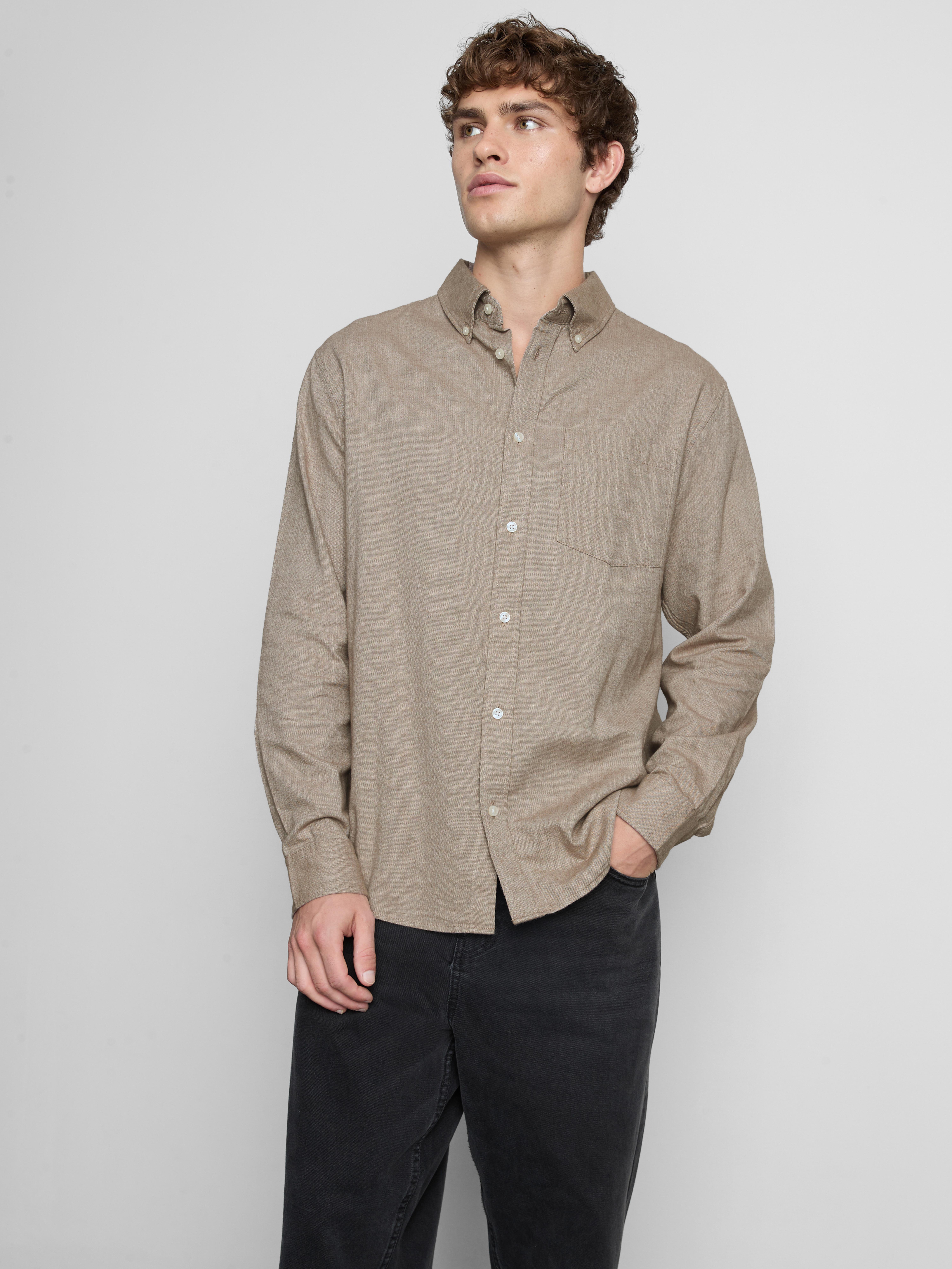 Pure Cotton Button-Down Shirt - Ivory