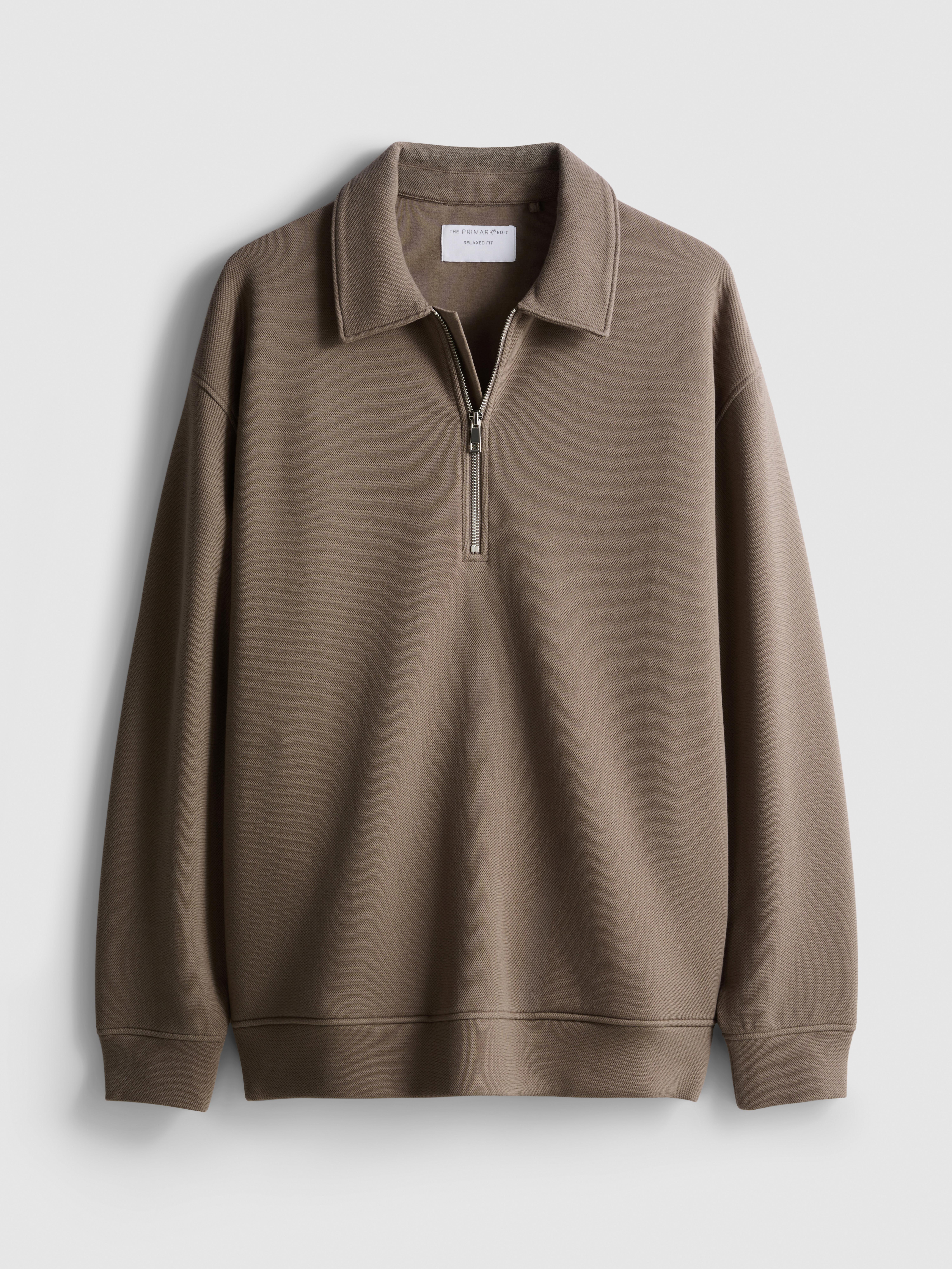 The Edit Quarter Zip Sweatshirt - Stone