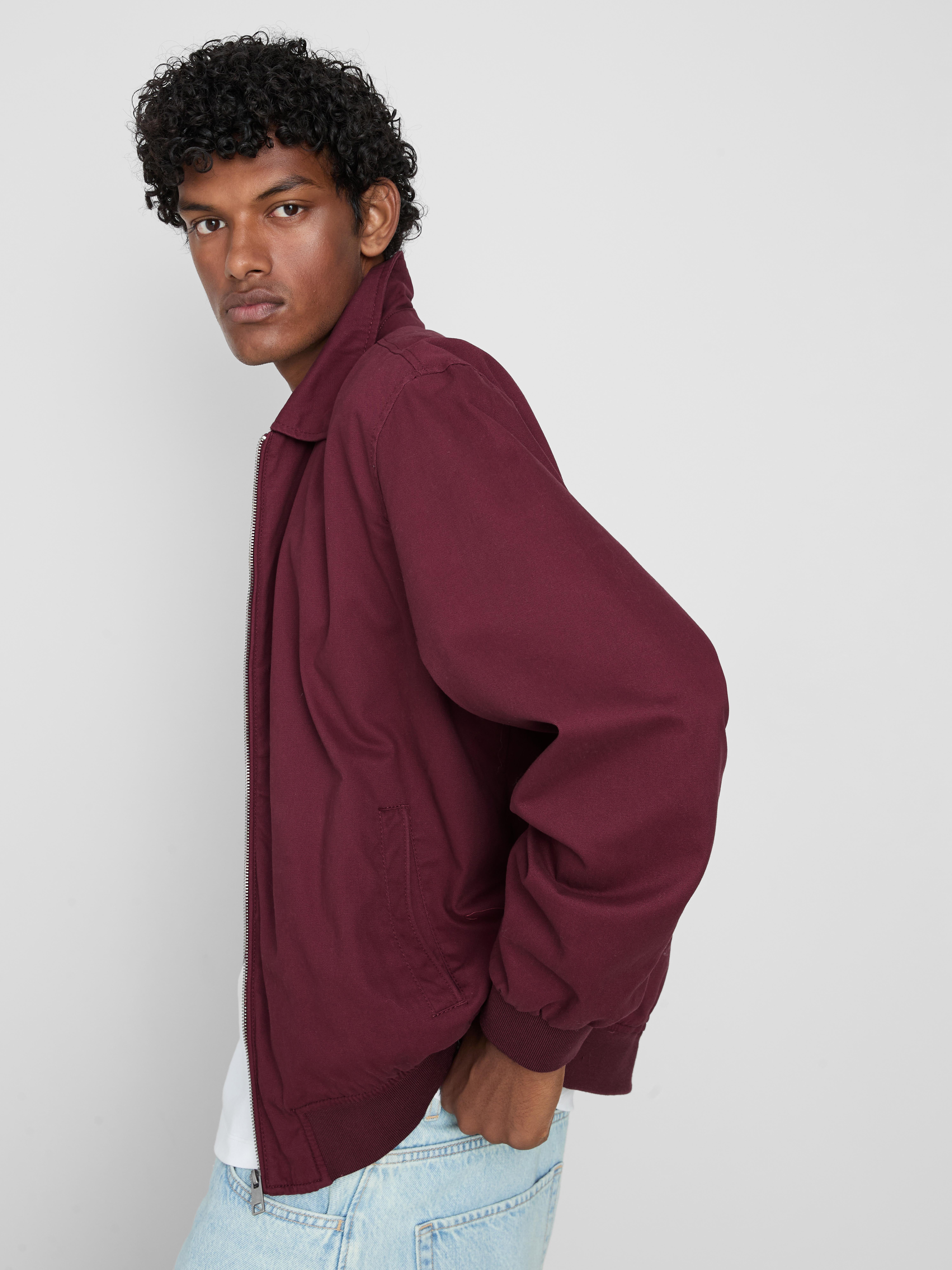 Collared Harrington Jacket - Burgundy