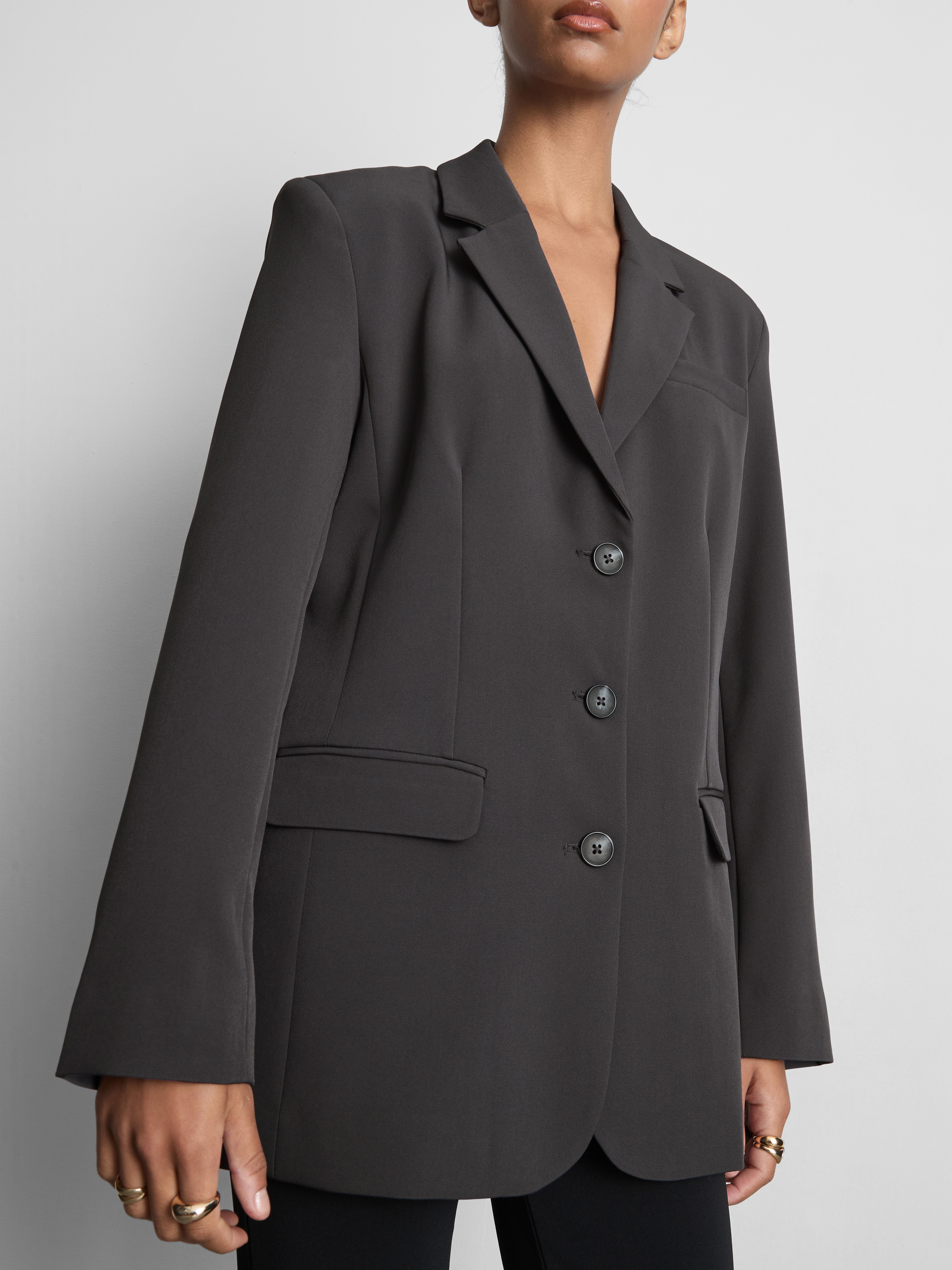Tailored Single-Breasted Blazer - Dark Gray