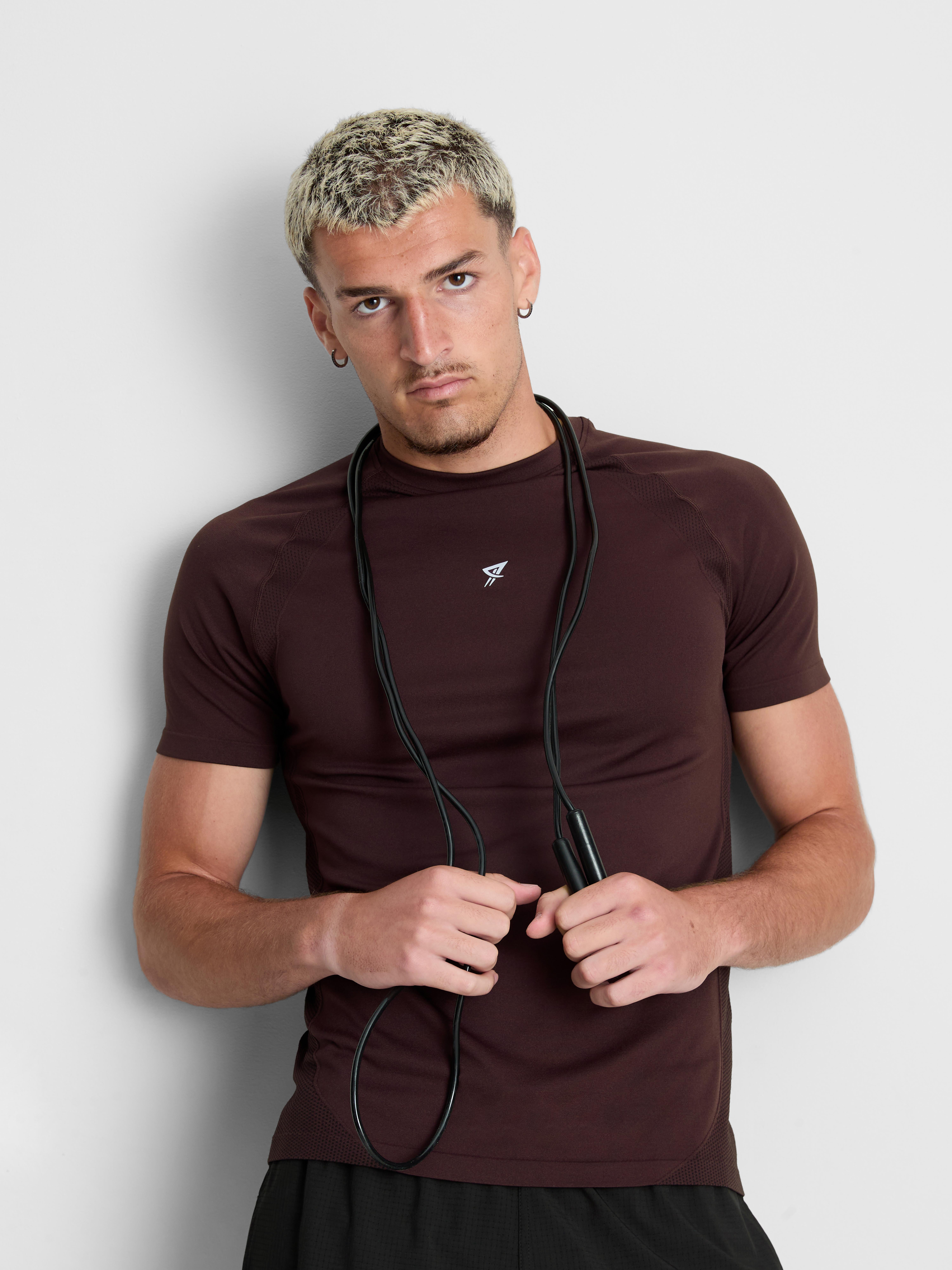 Seamless Gym T-Shirt - Burgundy