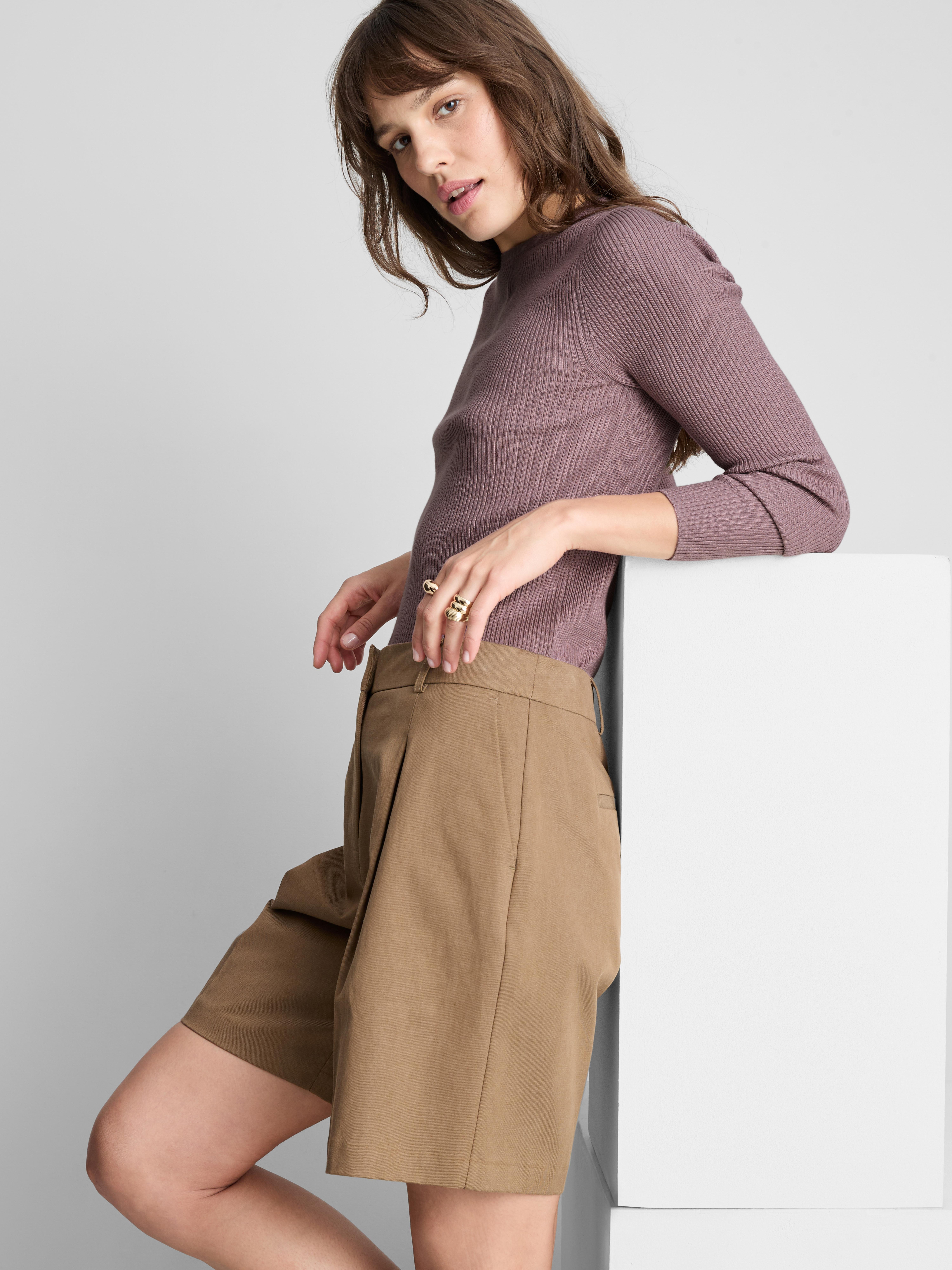 Ribbed Crew Neck Sweater - Purple