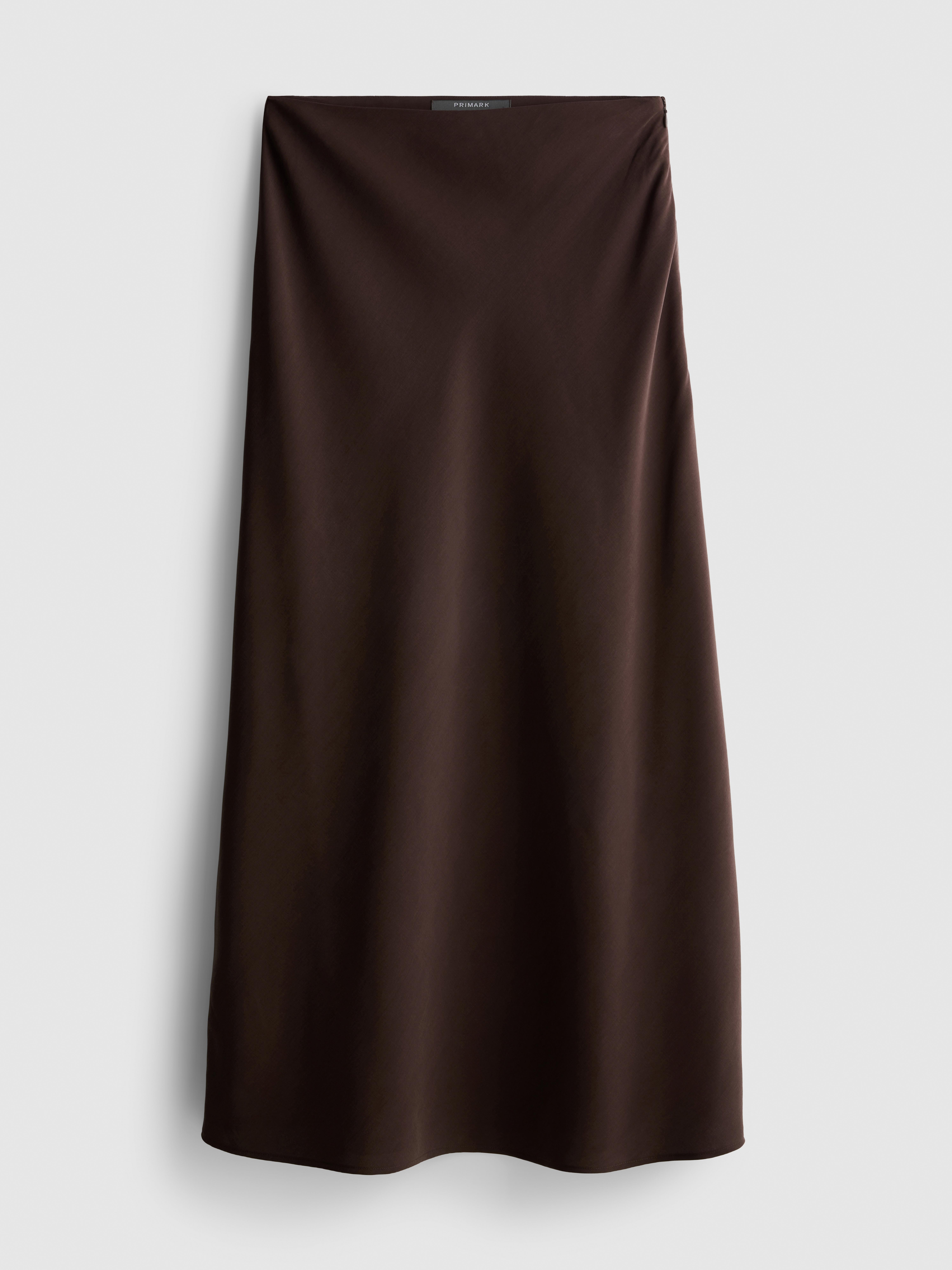 Bias-Cut Midi Skirt - Chocolate
