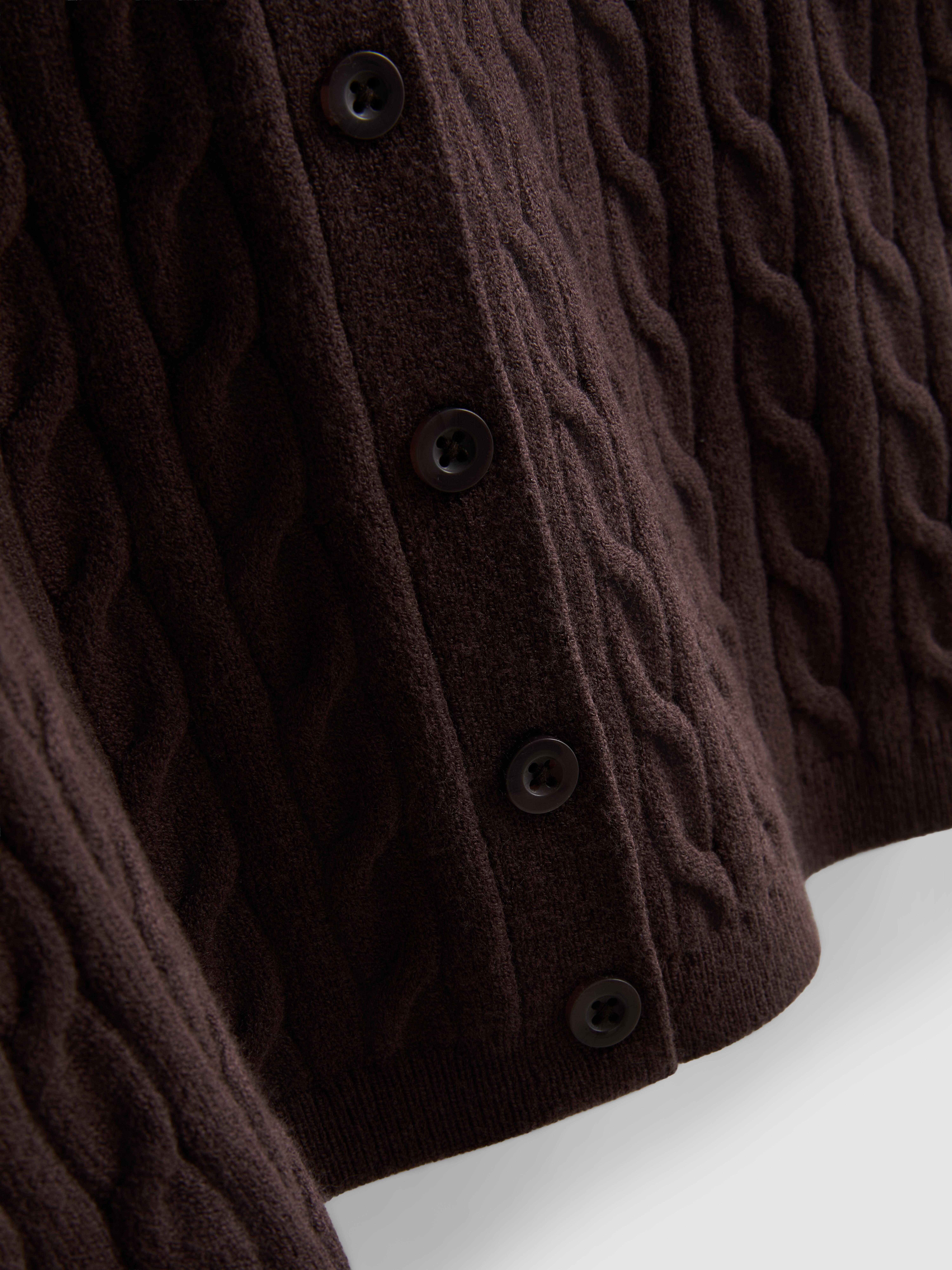 Cable Knit Cardigan - Brown