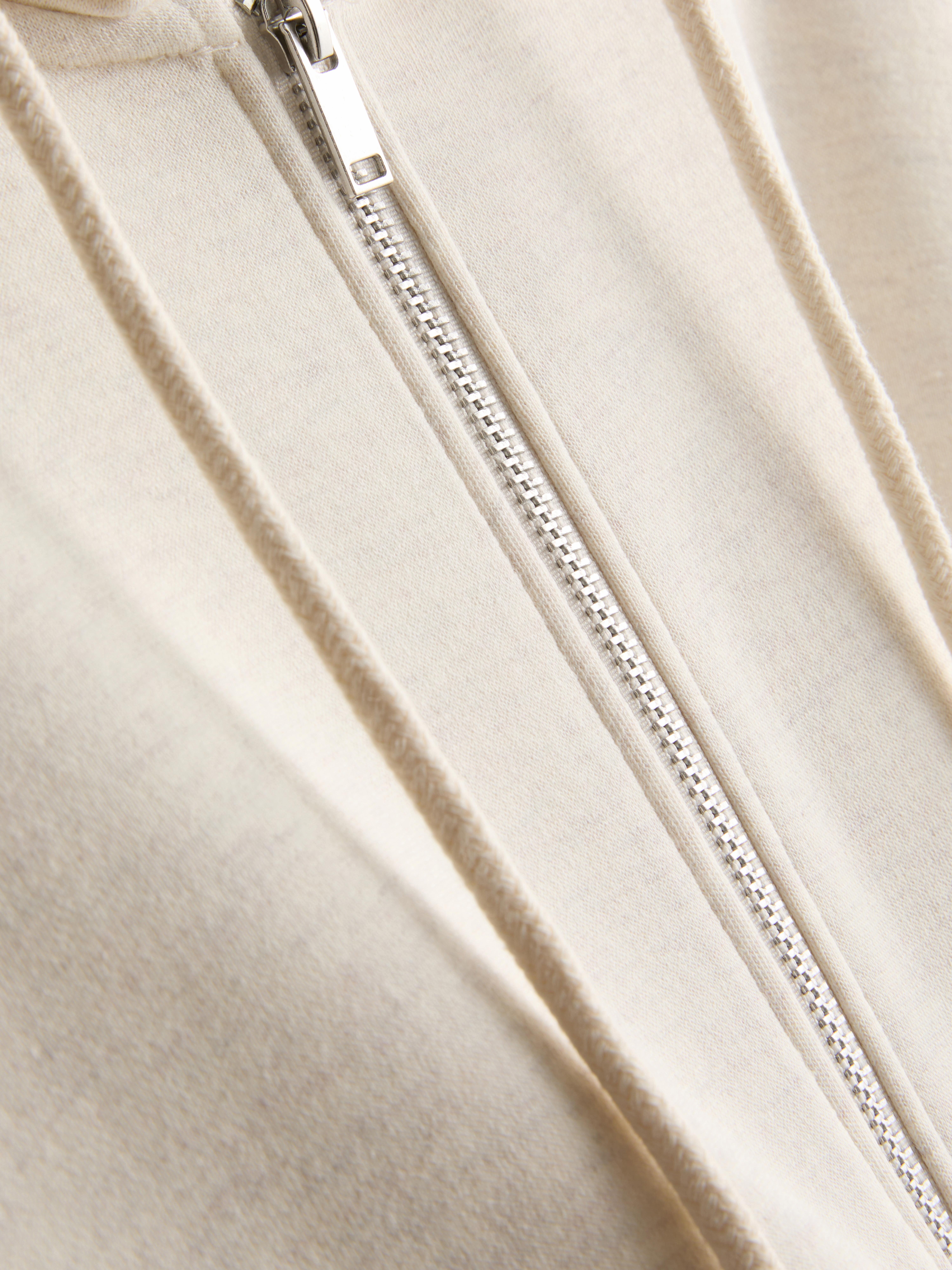 Essential Cotton Blend Zip Through Hoodie - Oatmeal
