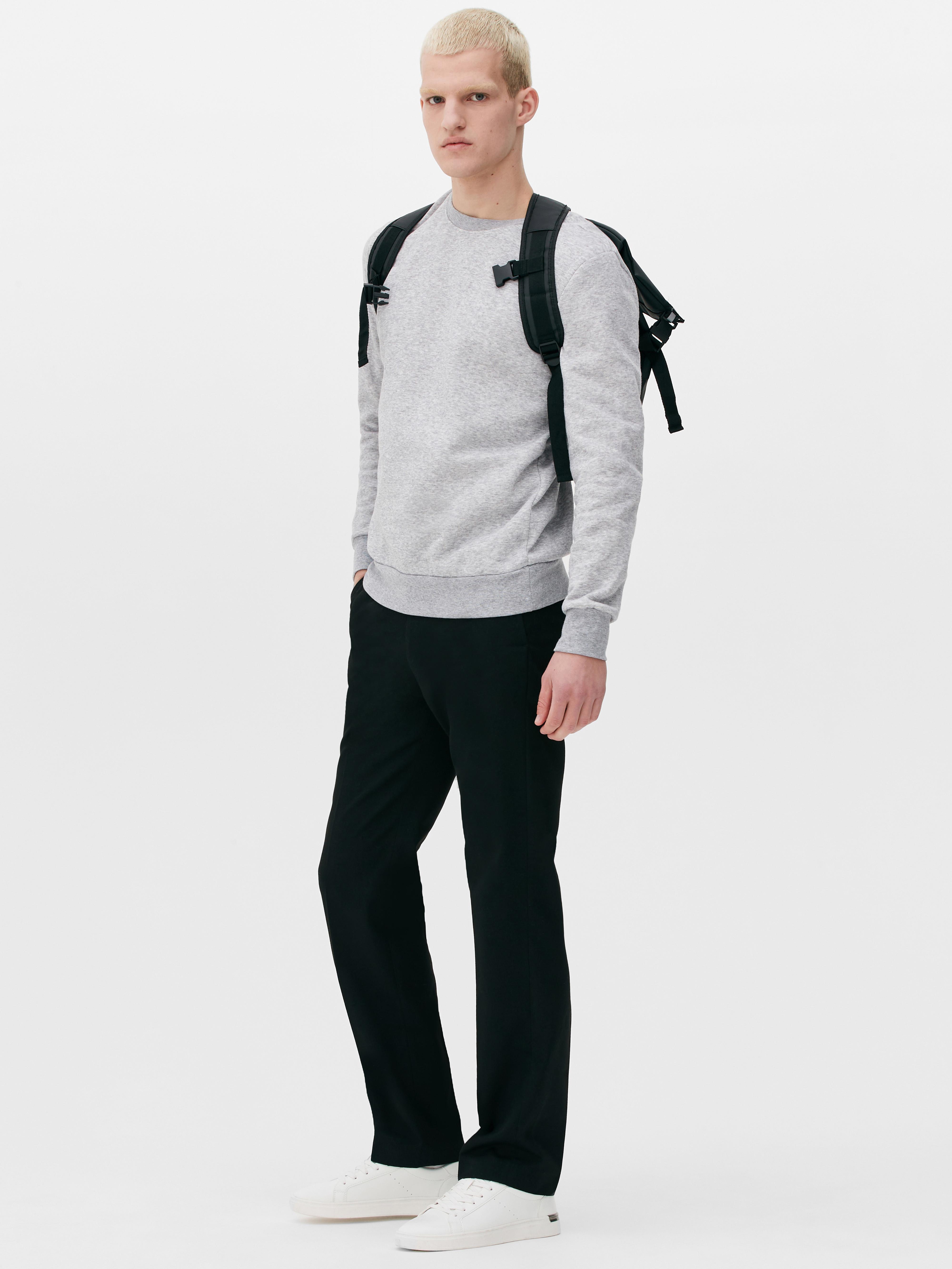 Straight Leg Twill Pants - Black
