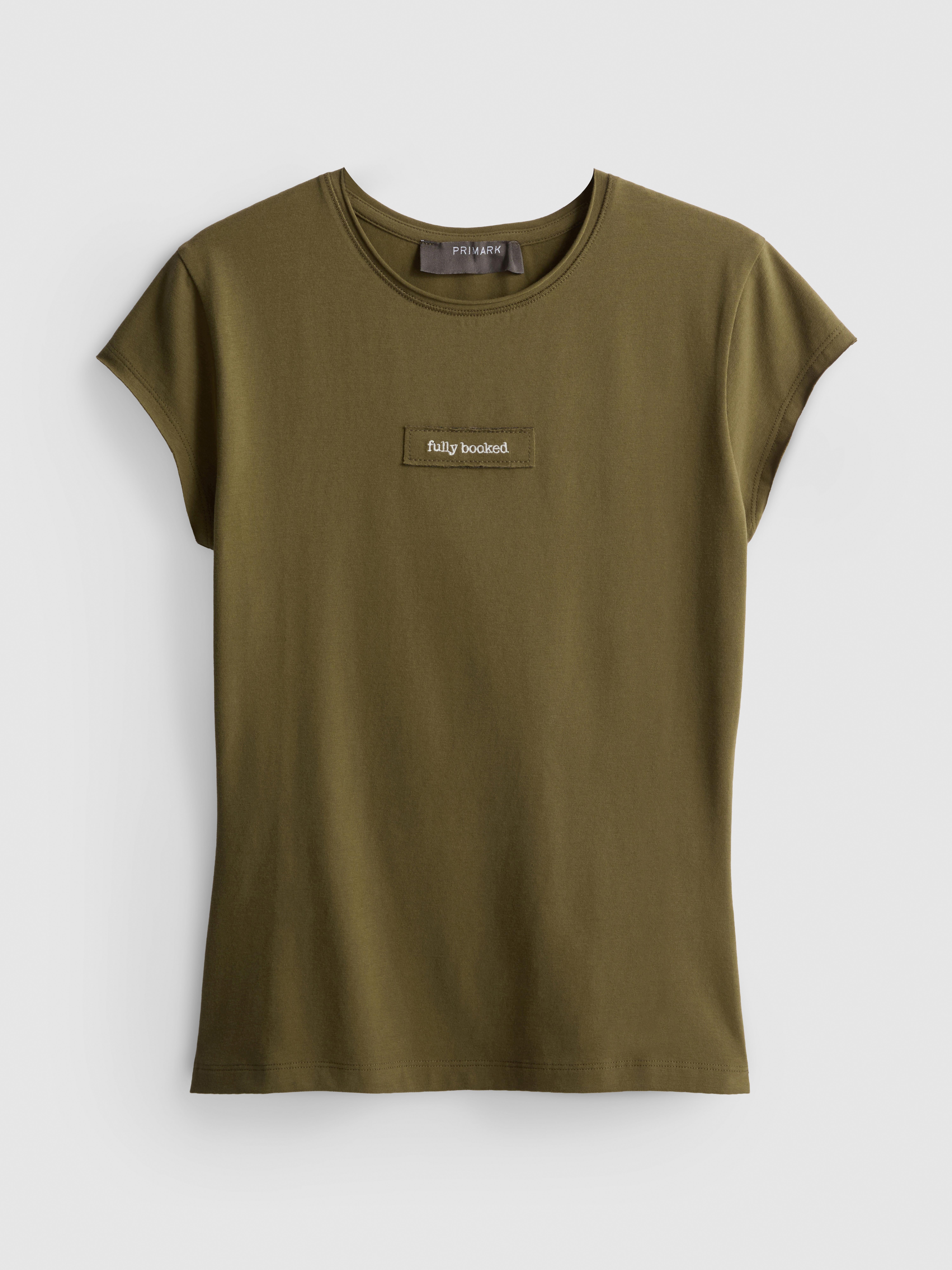 Paula Echevarría Cap-Sleeve Slogan Tee - Olive