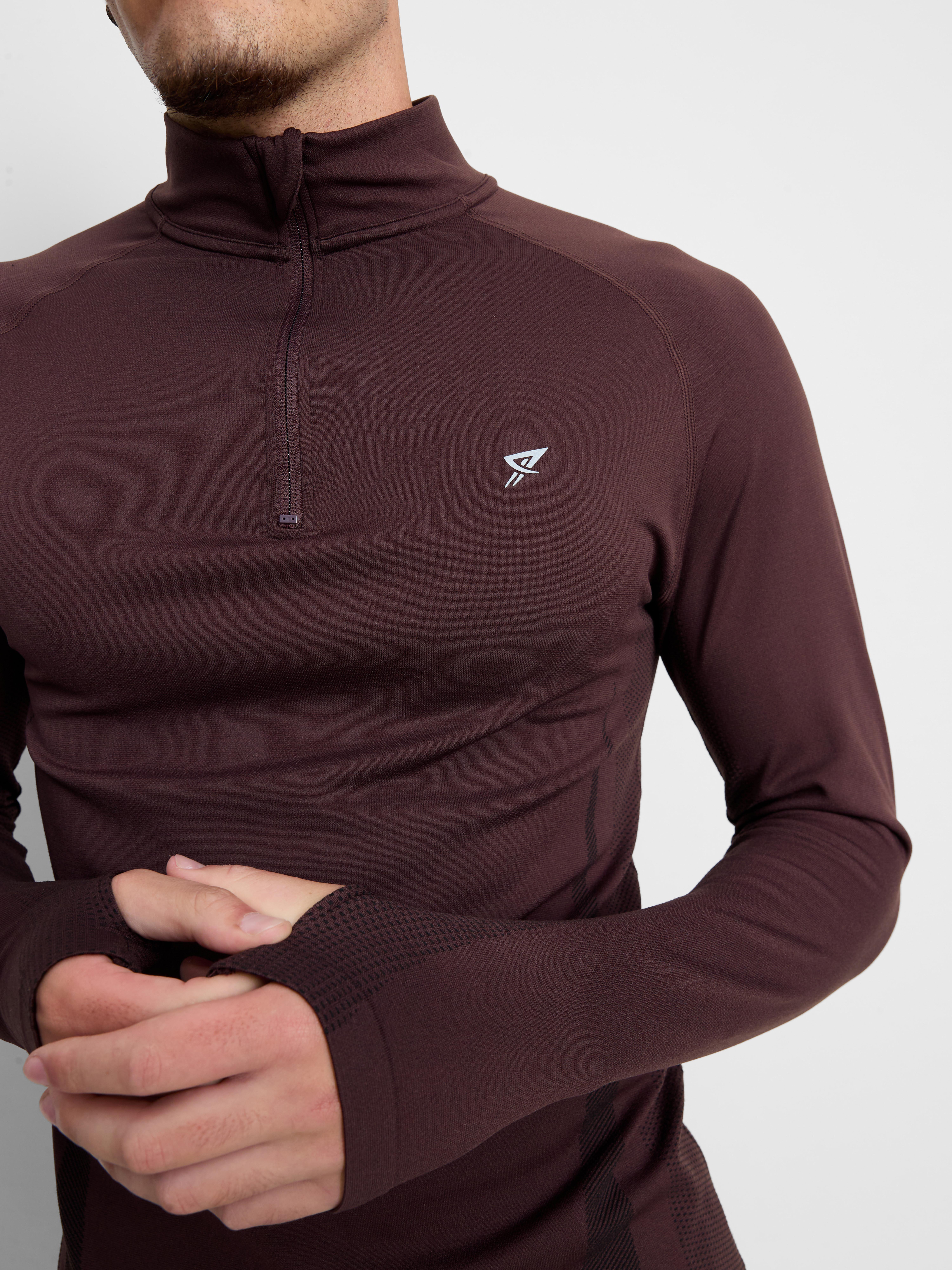 Quarter Zip Gym Top - Burgundy