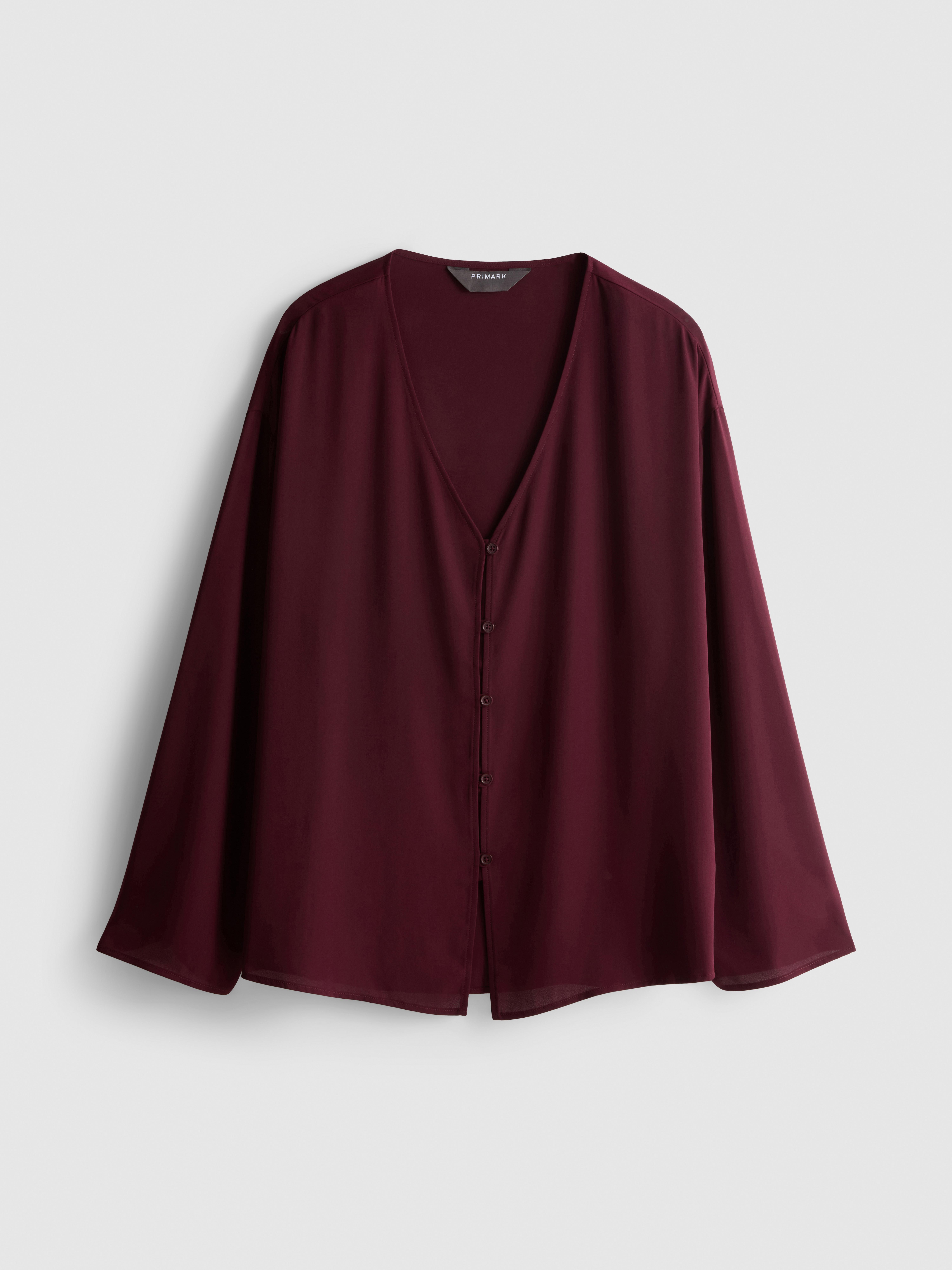 Crepe V-Neck Blouse - Burgundy