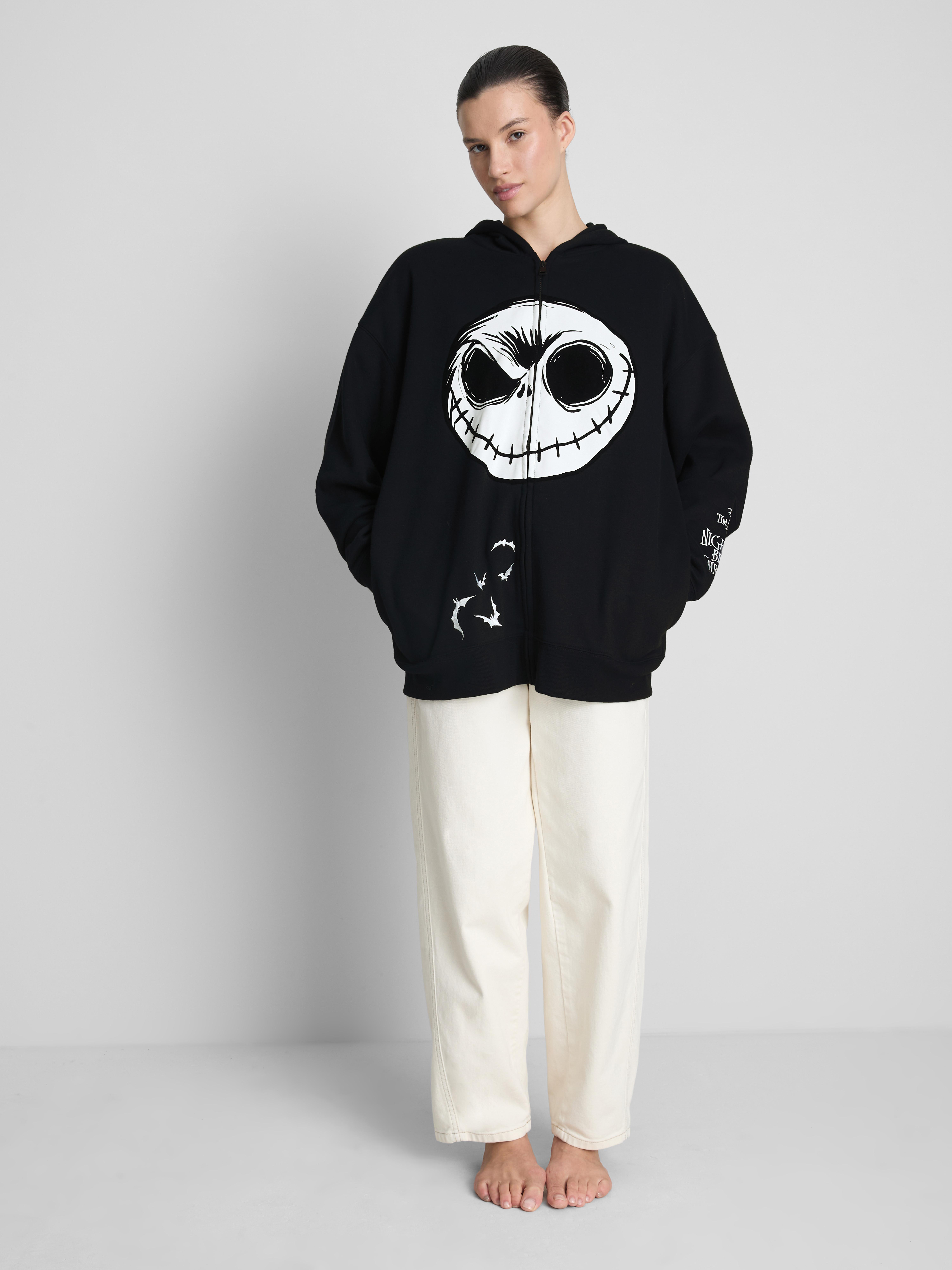 Disney Tim Burton's The Nightmare Before Christmas Graphic Zip Hoodie - Black