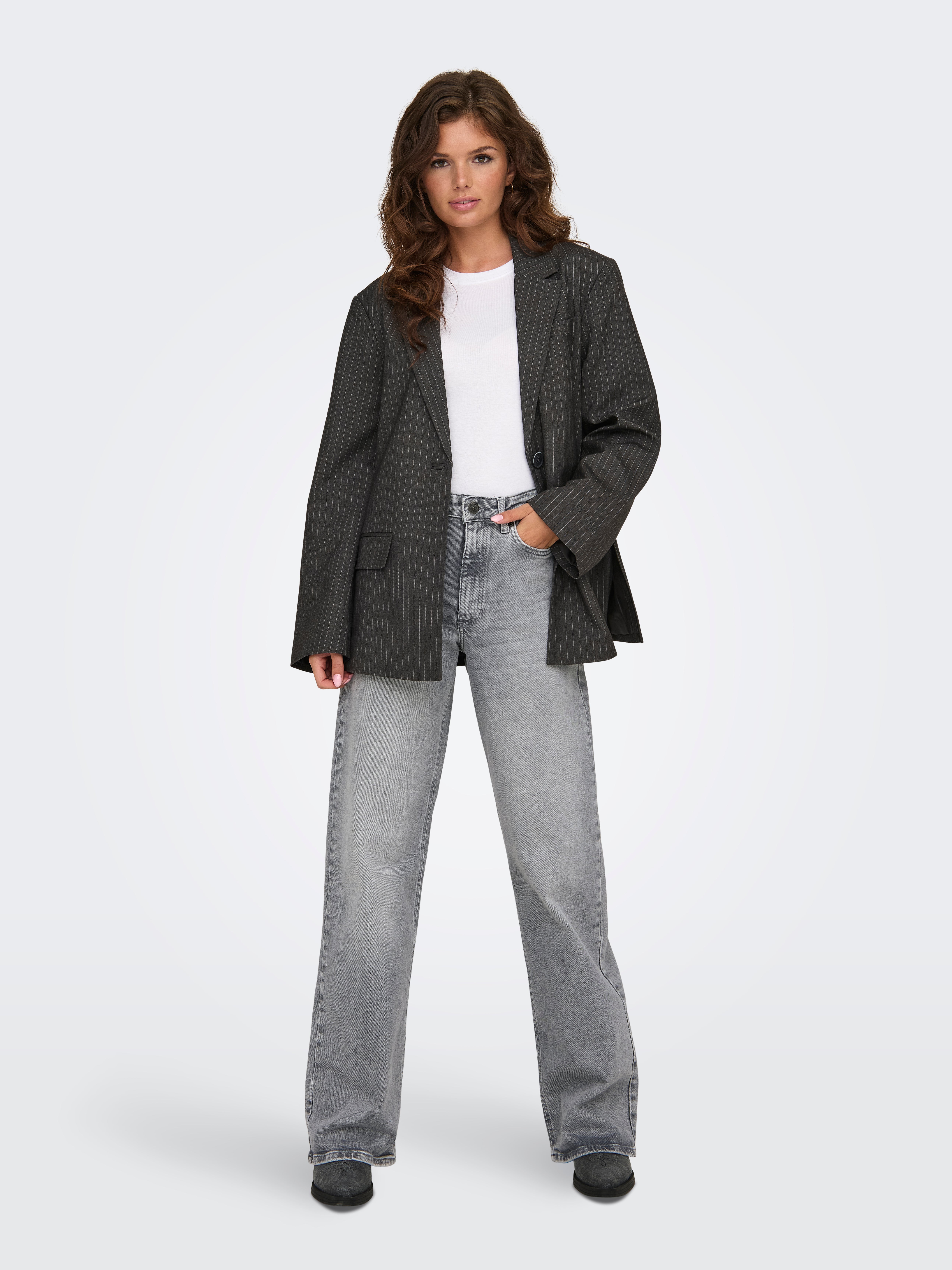 ONLJUICY High waist Wide Leg Fit Jeans Medium Grey Denim