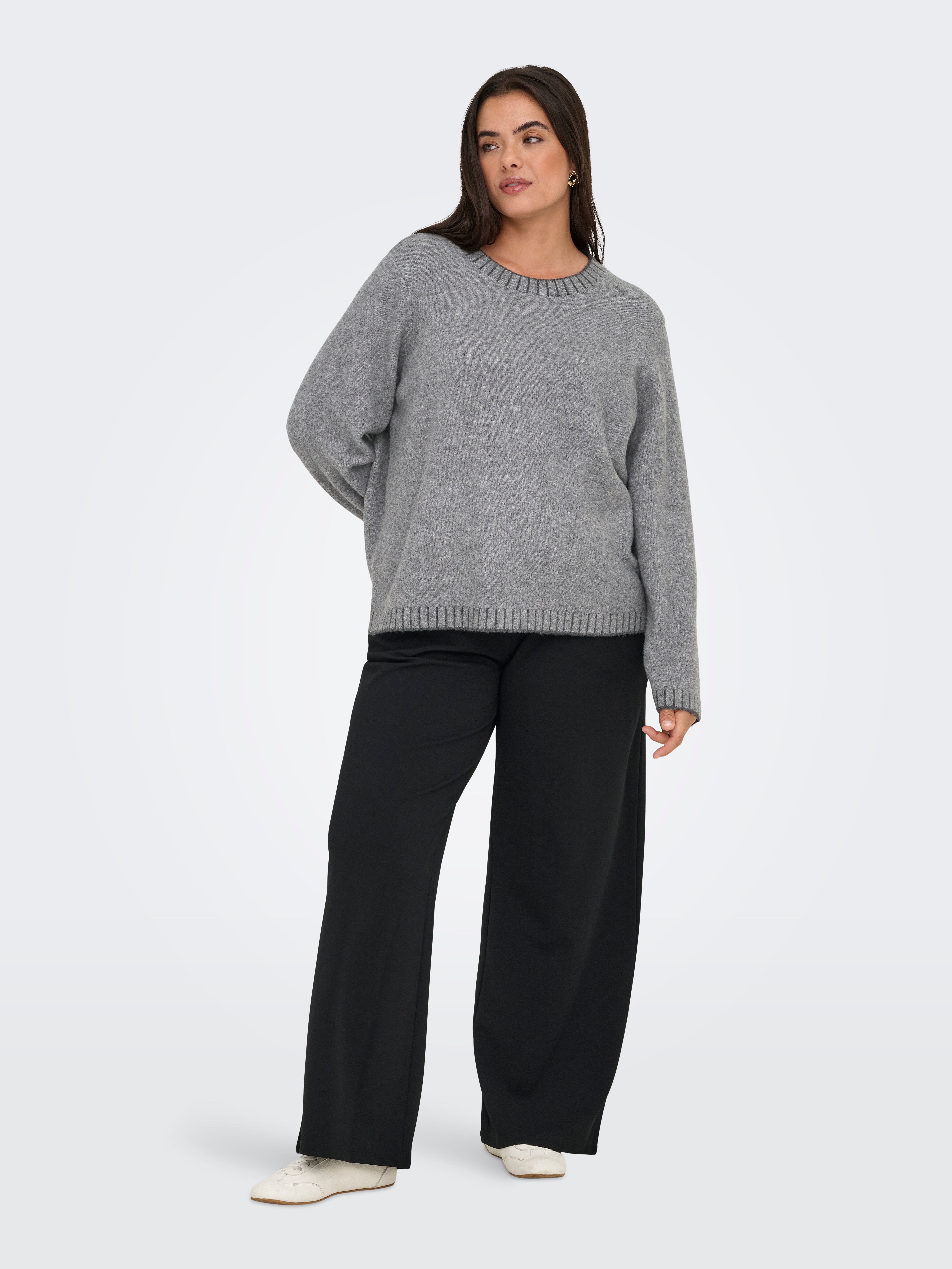 CARFINA Knitted pullover Medium Grey Melange
