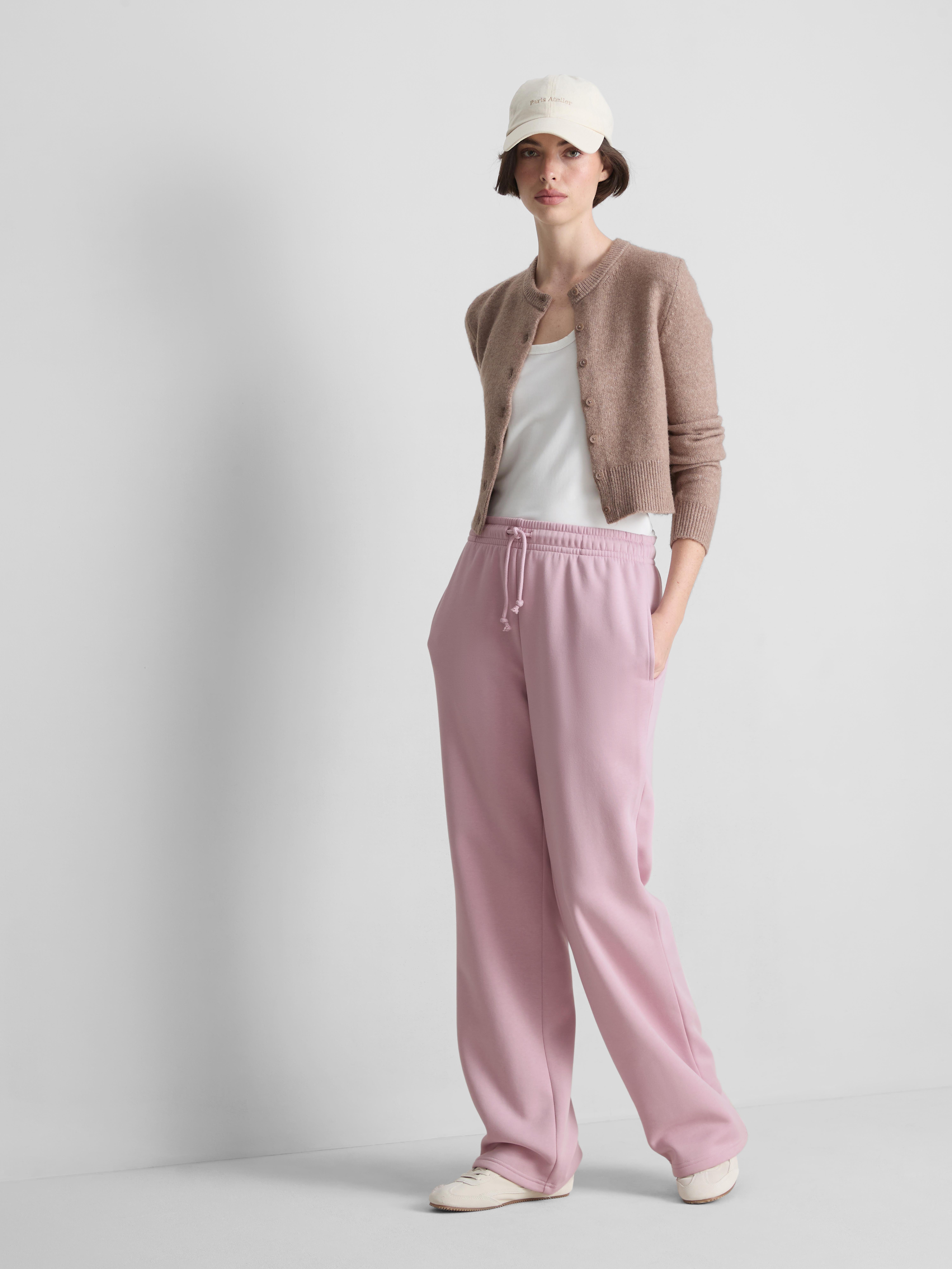 Cotton-Blend Straight-Leg Joggers - Light Pink