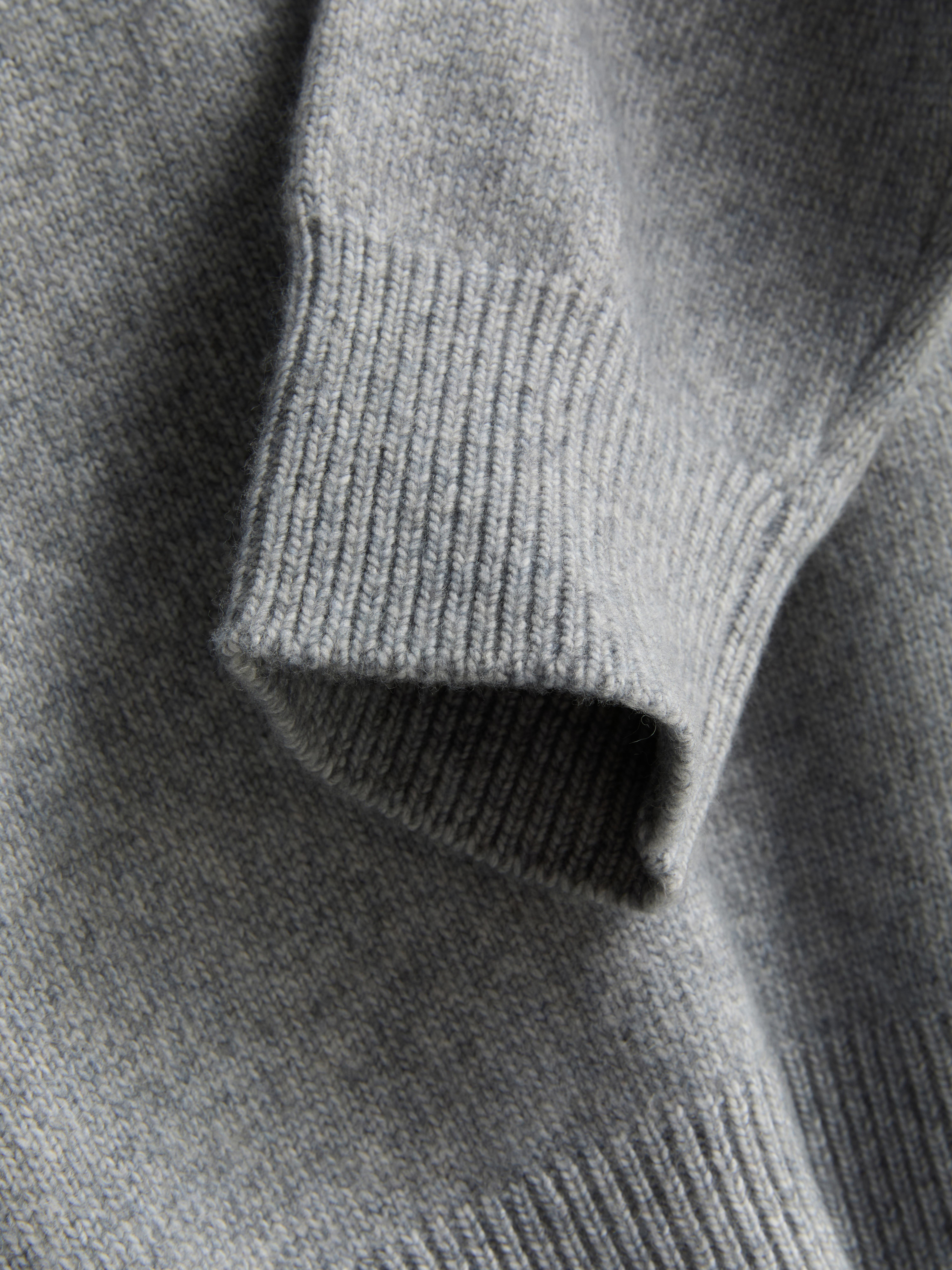 Knitted V-Neck Sweater - Gray