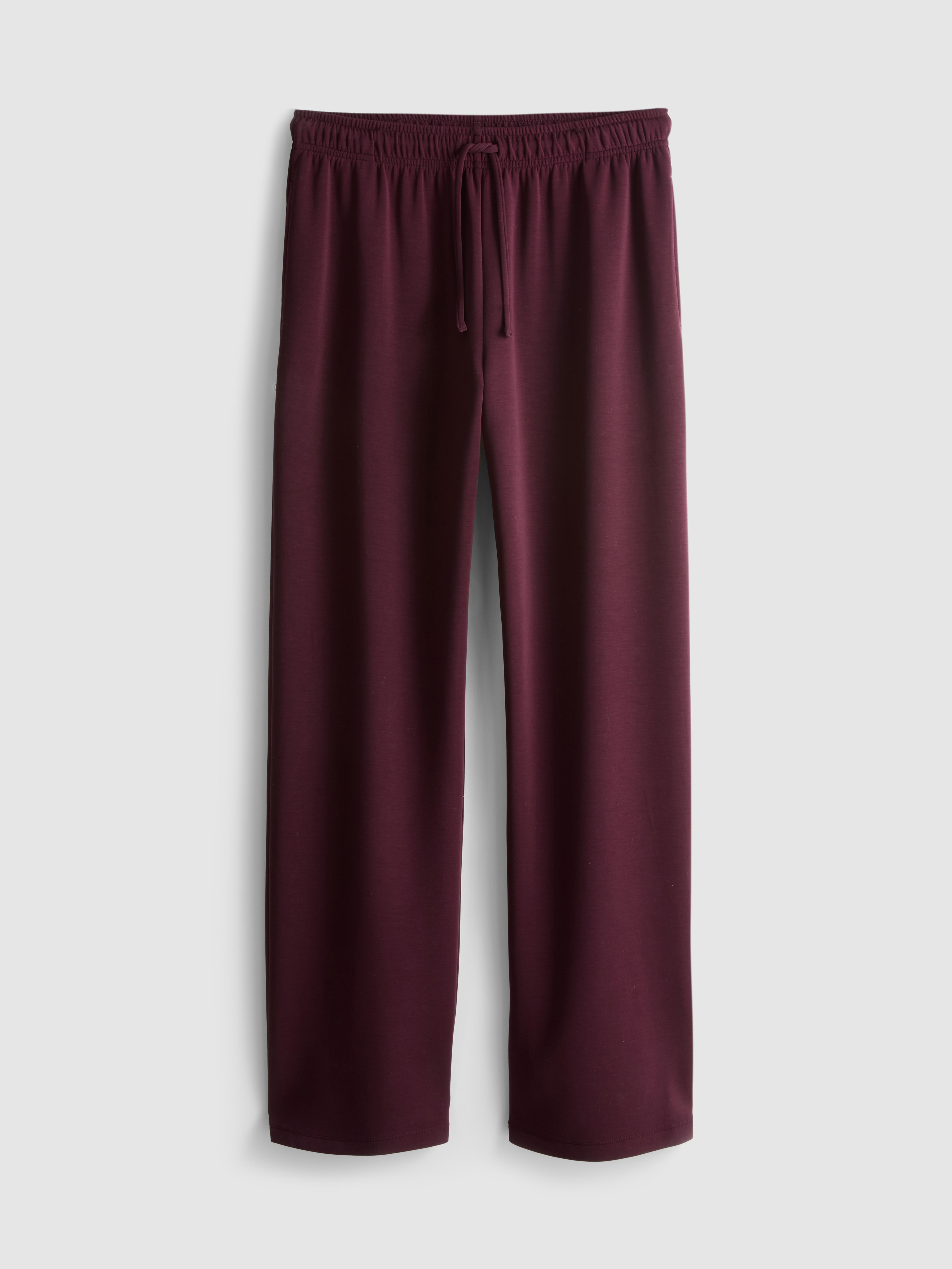 Modal Blend Wide Leg Joggers - Burgundy