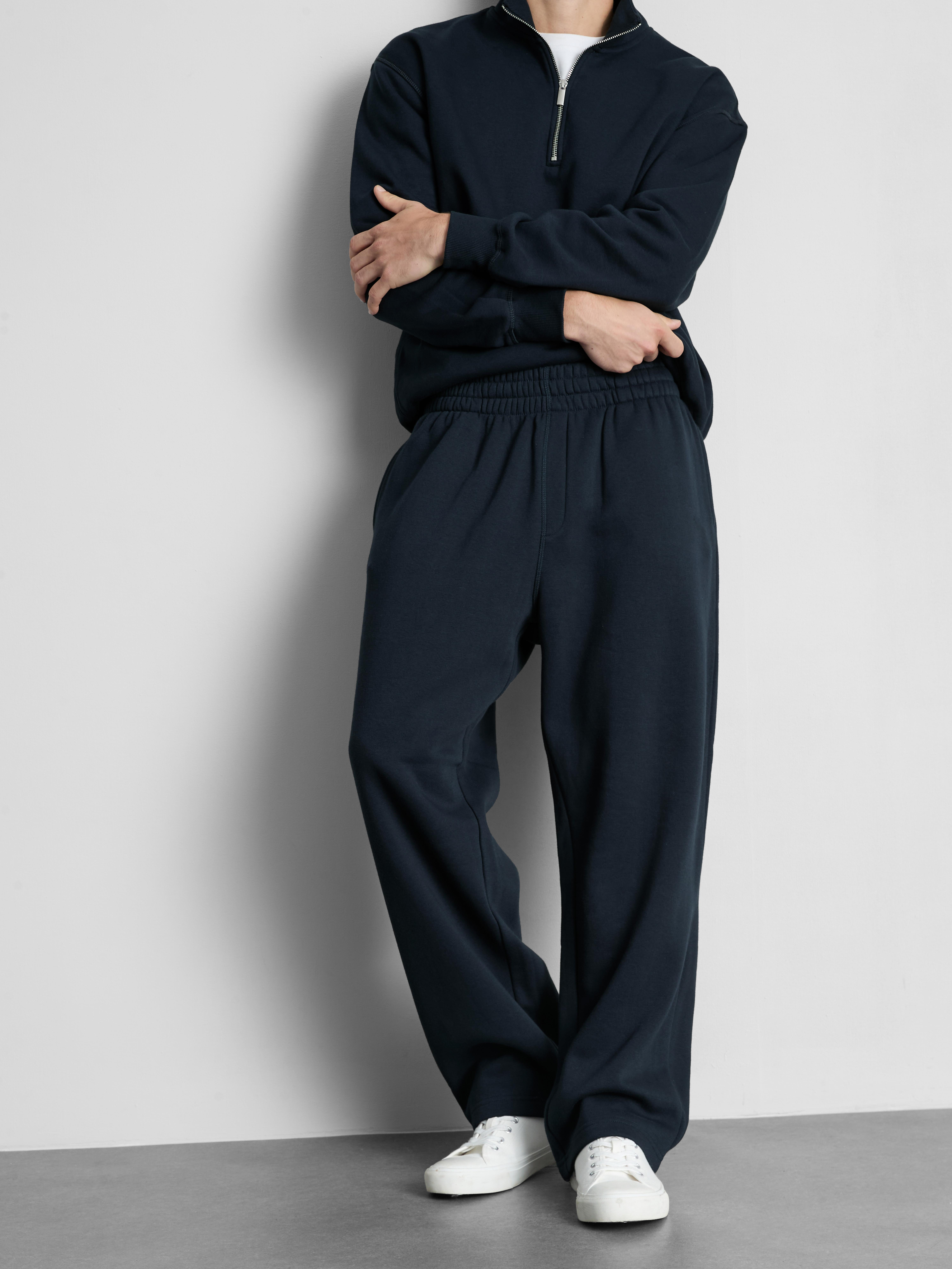 Cotton Rich Straight Leg Sweatpants - Navy