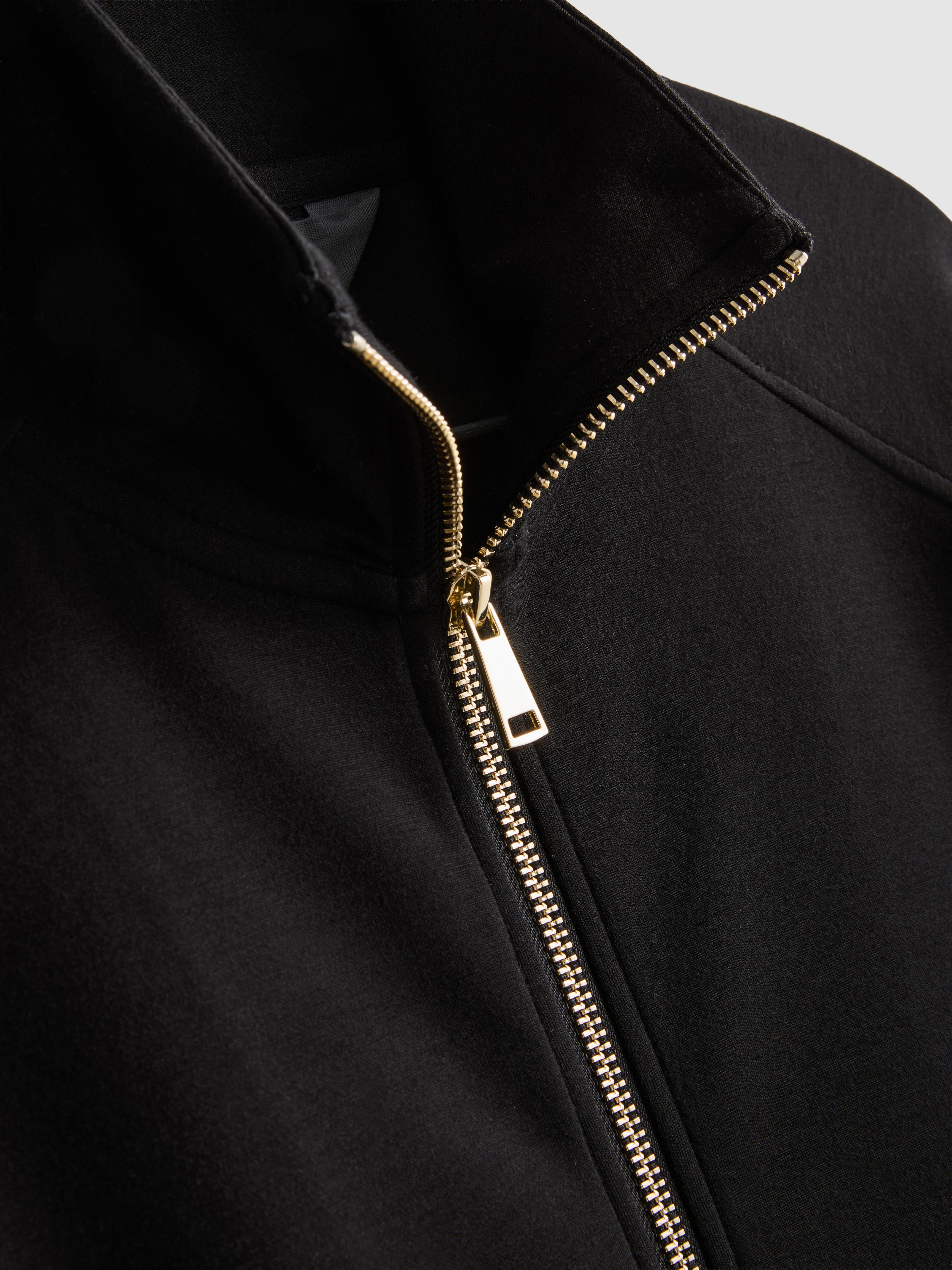 Modal Blend Zip Through Sweatshirt - Black