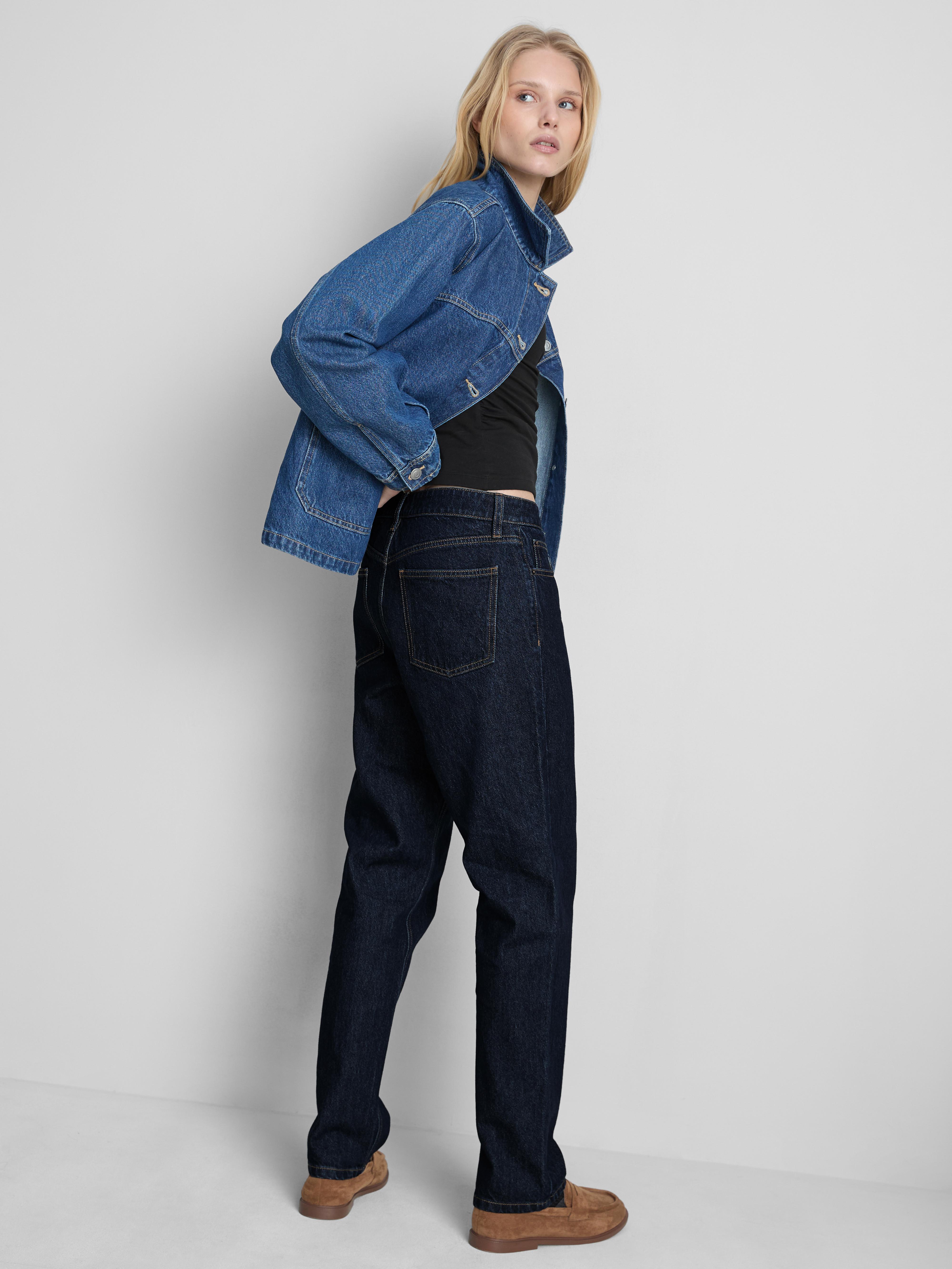 Mid-Rise Cotton Denim Straight-Leg Jeans - Indigo