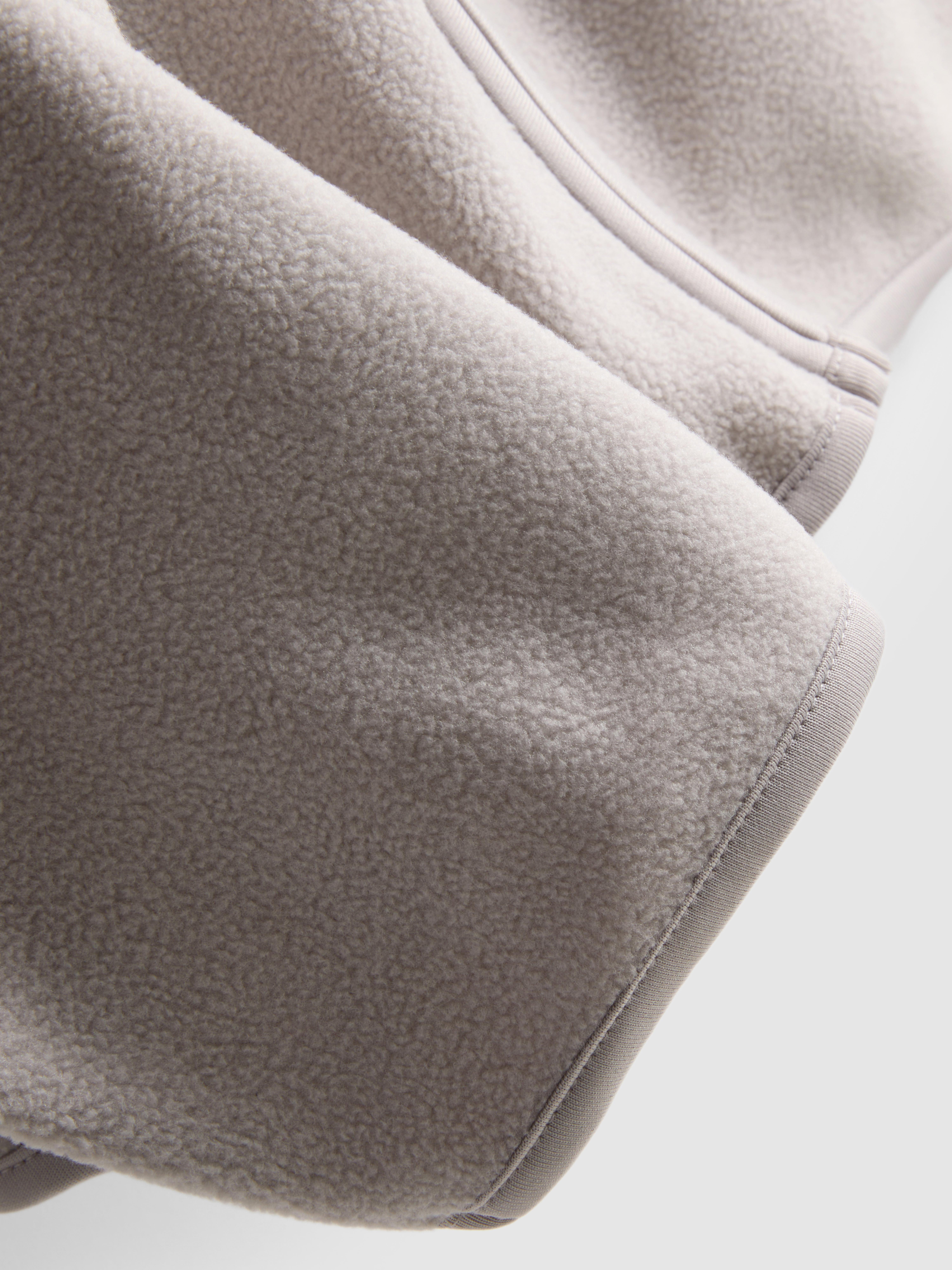 Zip-Up Fleece Jacket - Light Gray