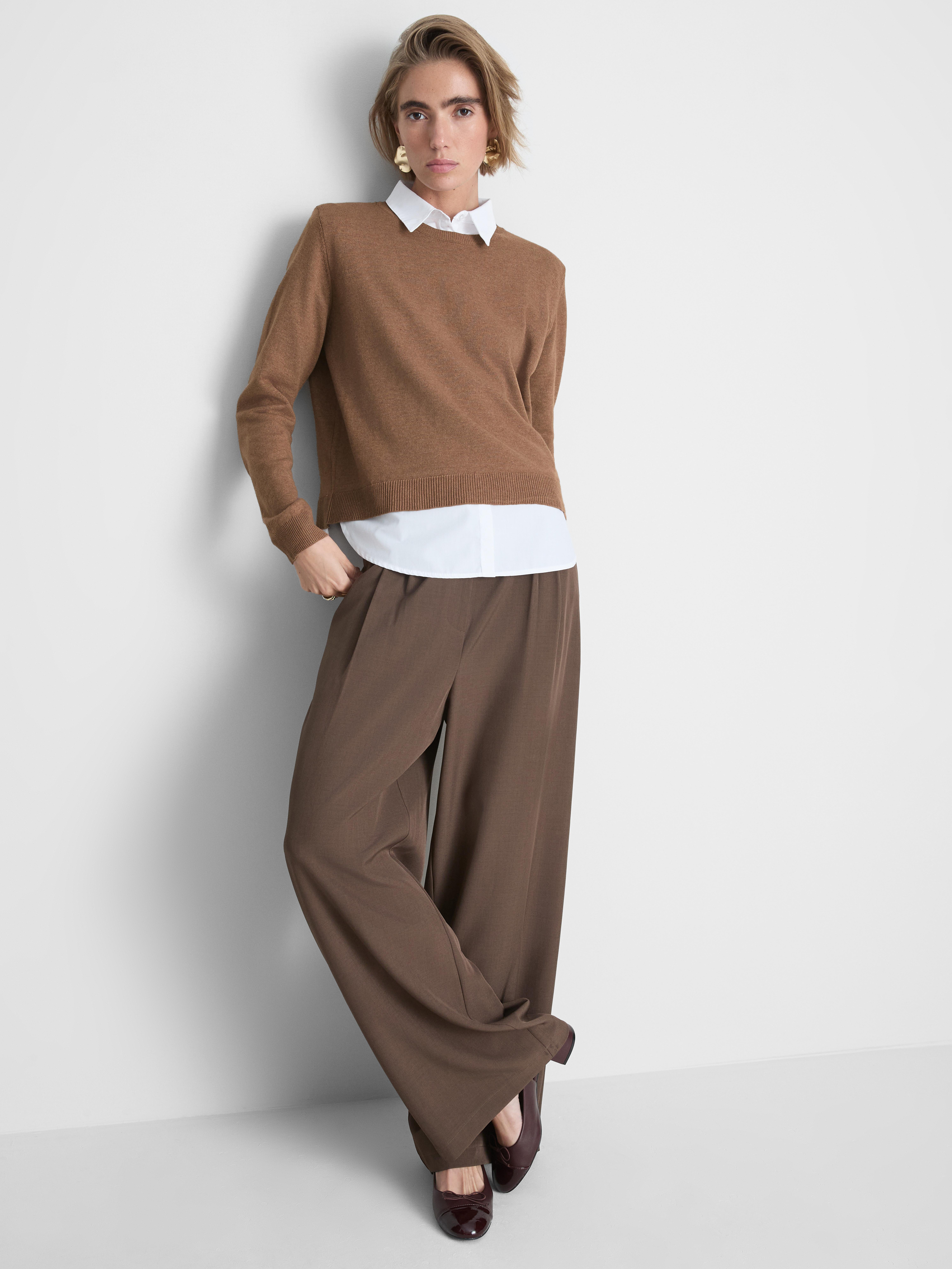 2-in-1 Button-Down & Sweater - Camel