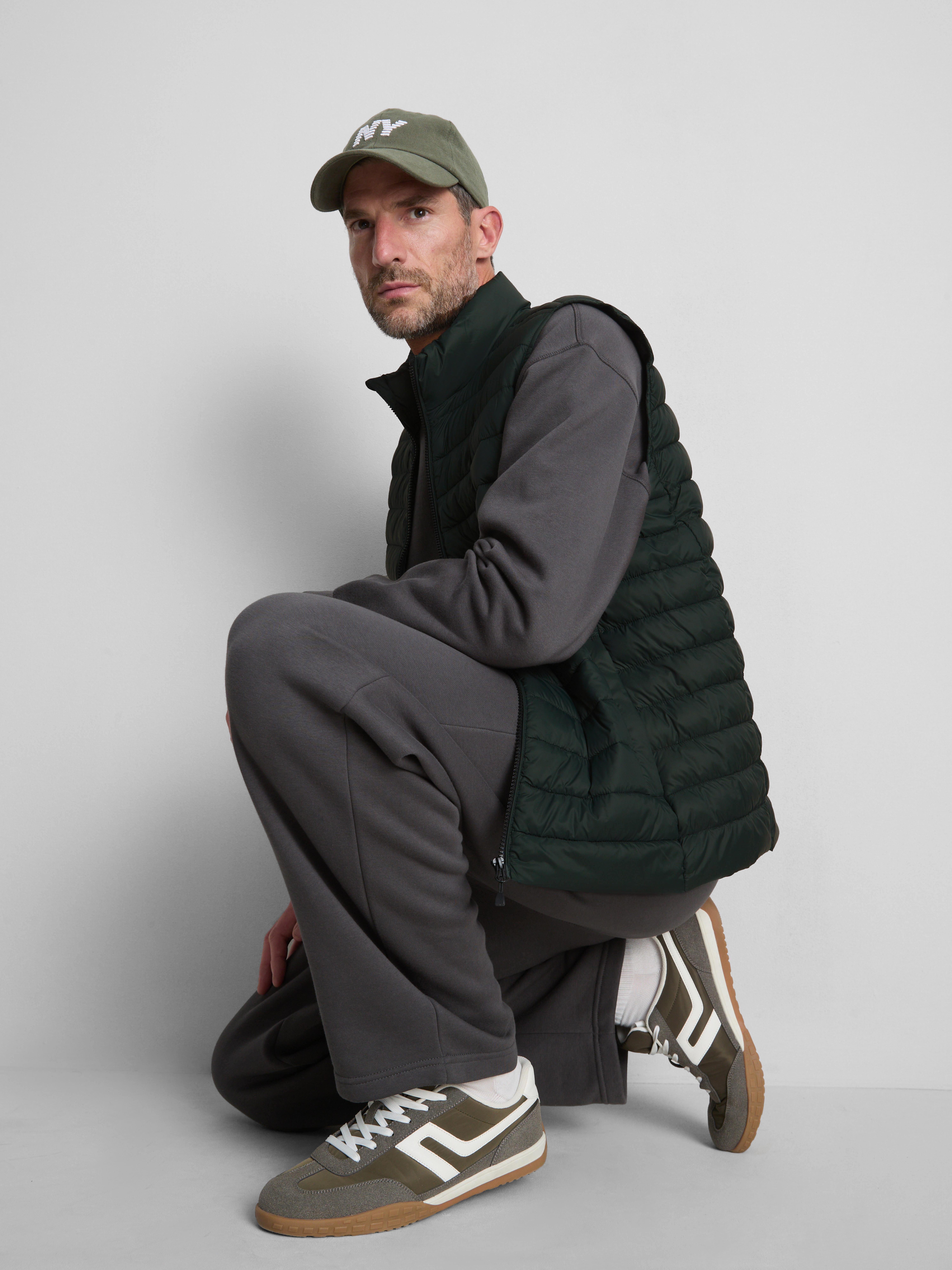 Padded Zip Vest - Green