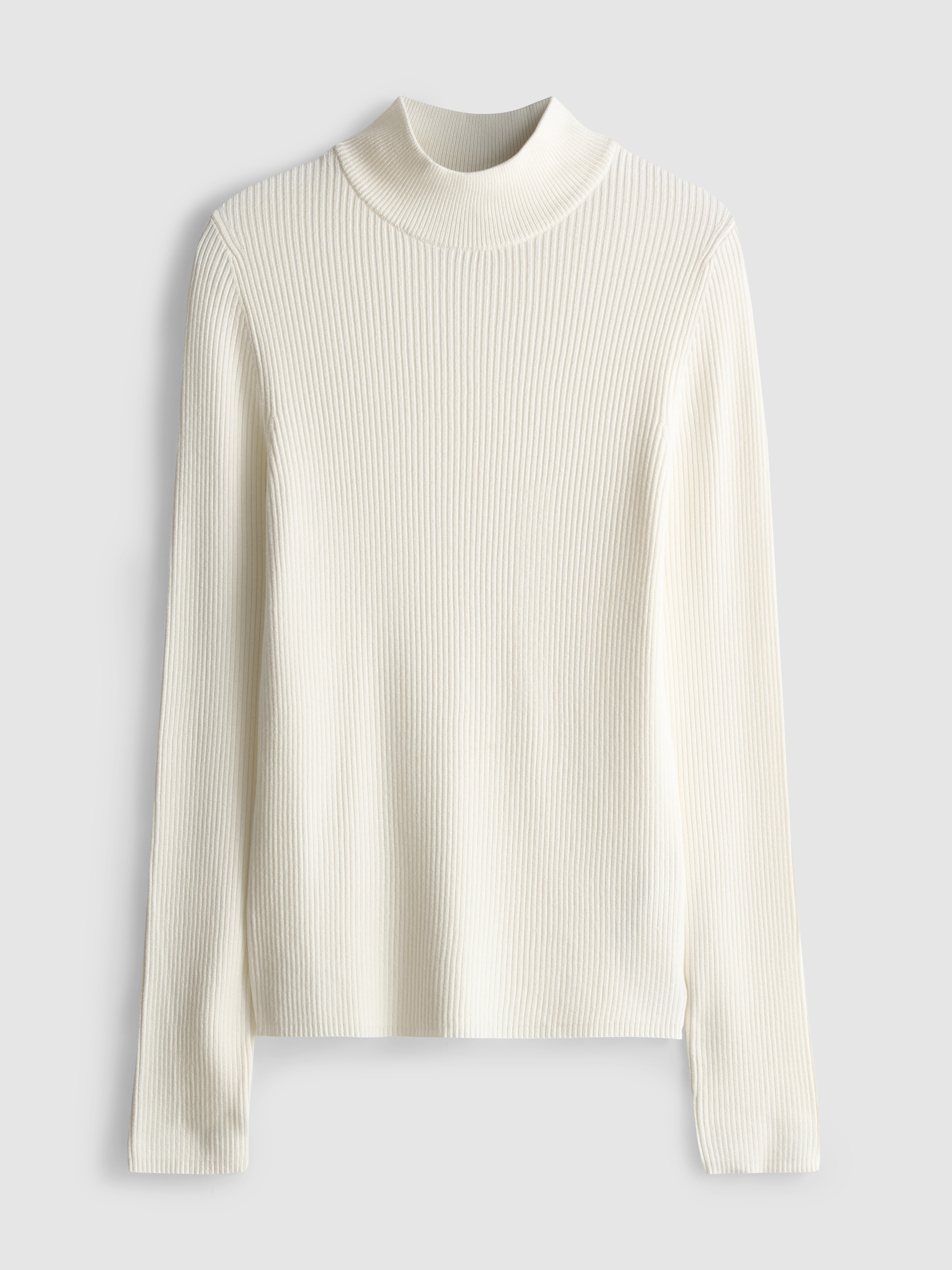 Ribbed Turtleneck Sweater - Ivory