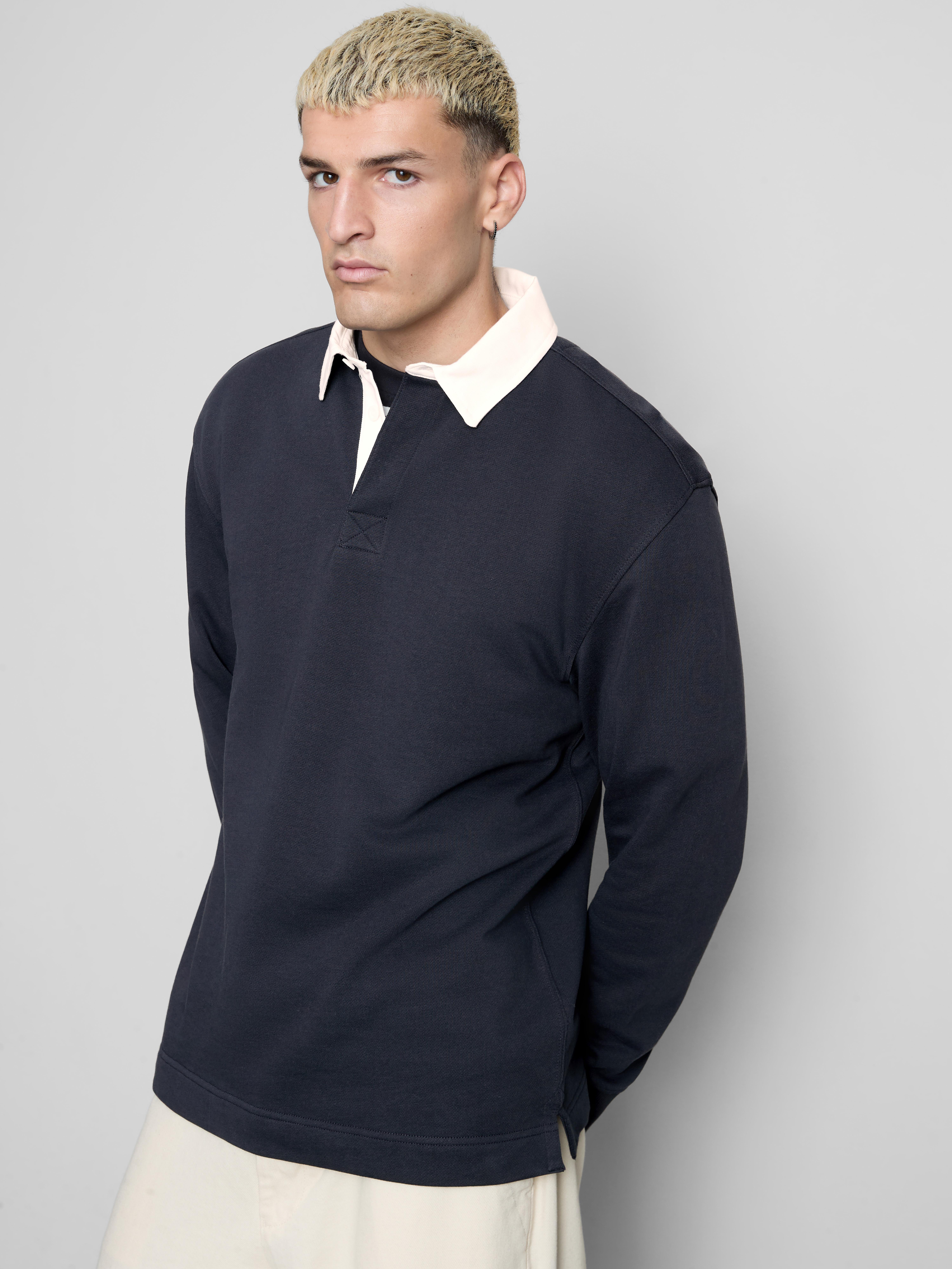 Cotton-Rich Oversized Collared Shirt - Navy