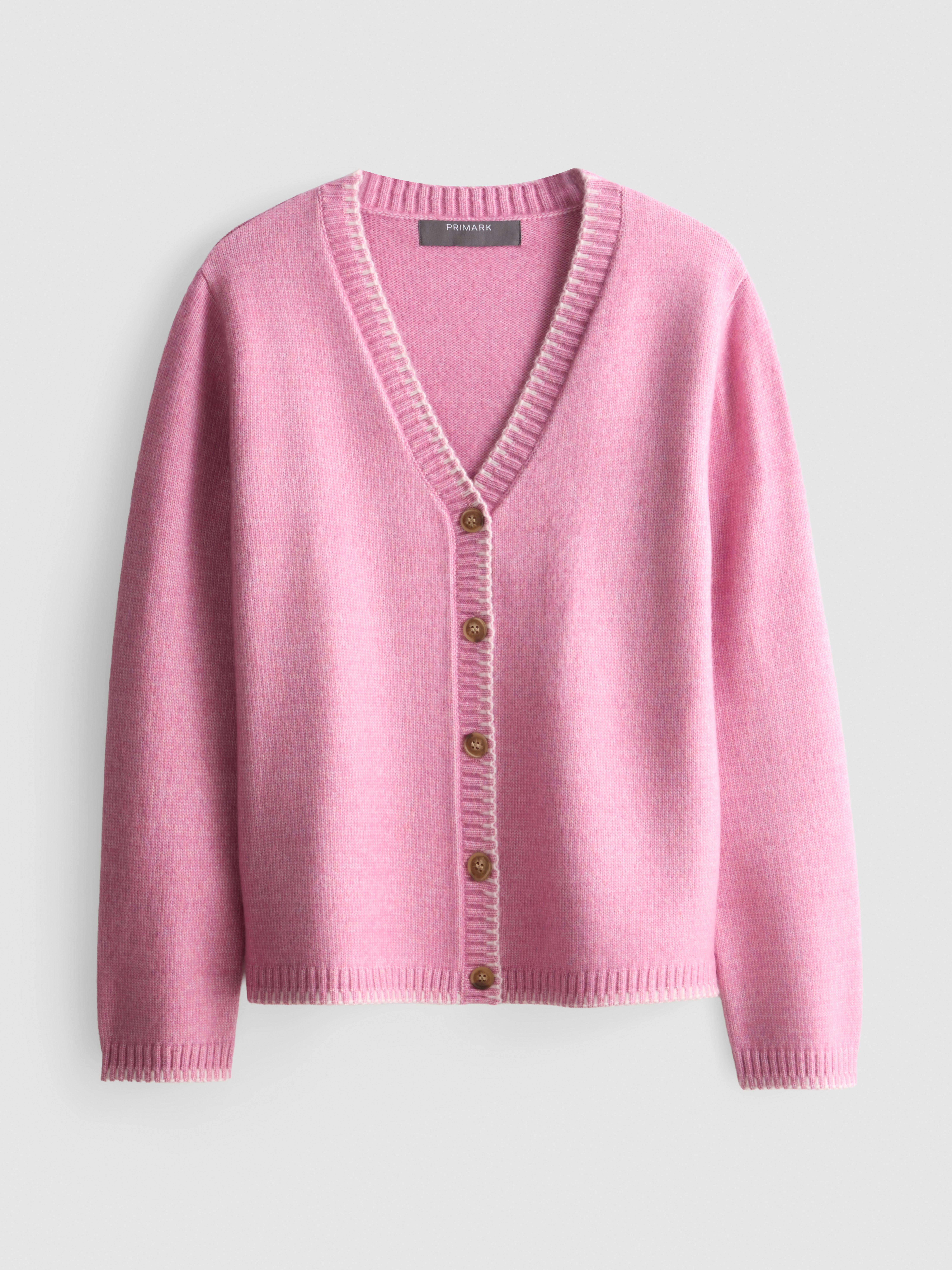 Halo Stitch V-Neck Cardigan - Pink