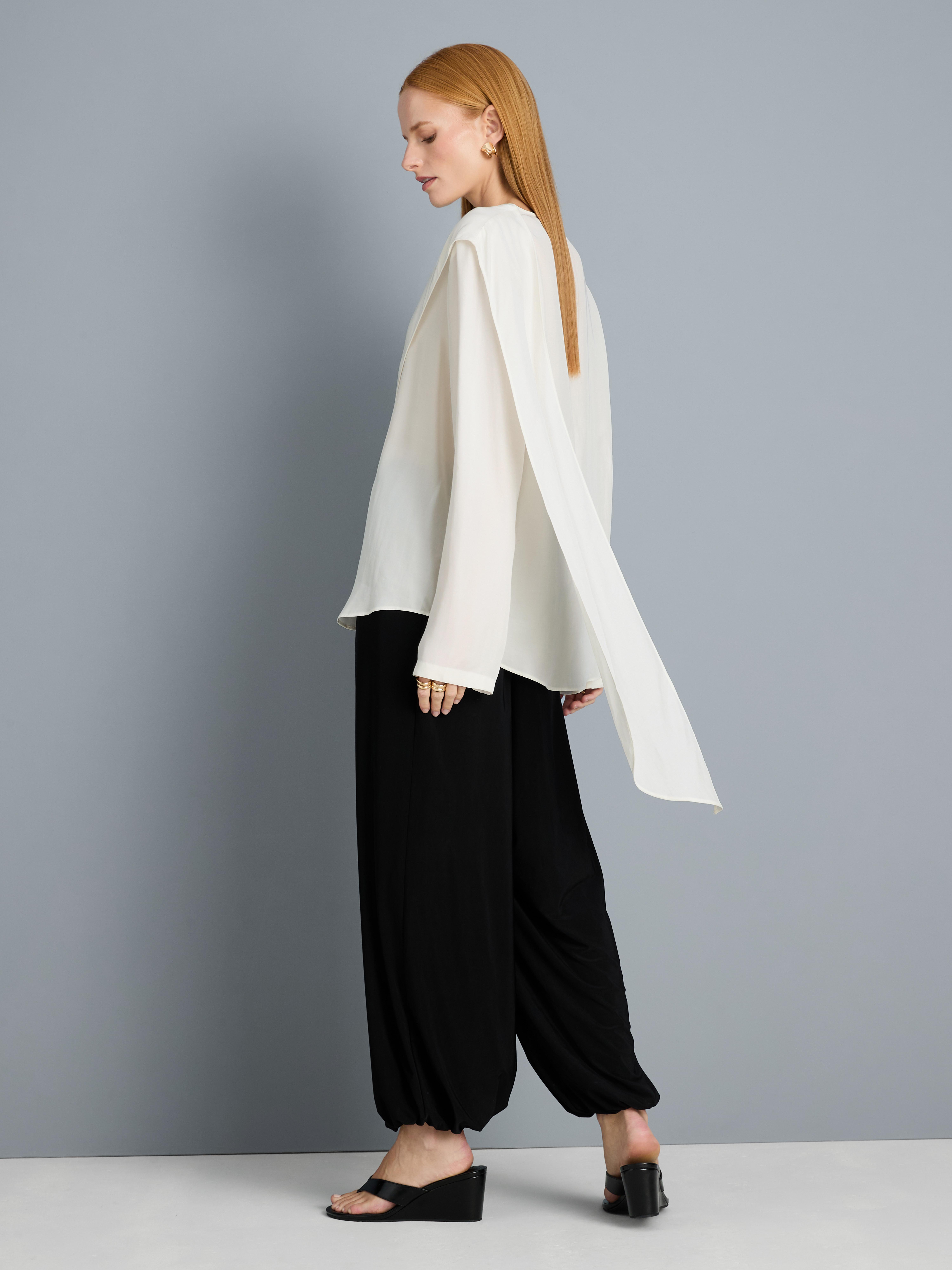 Relaxed Drape Blouse - White
