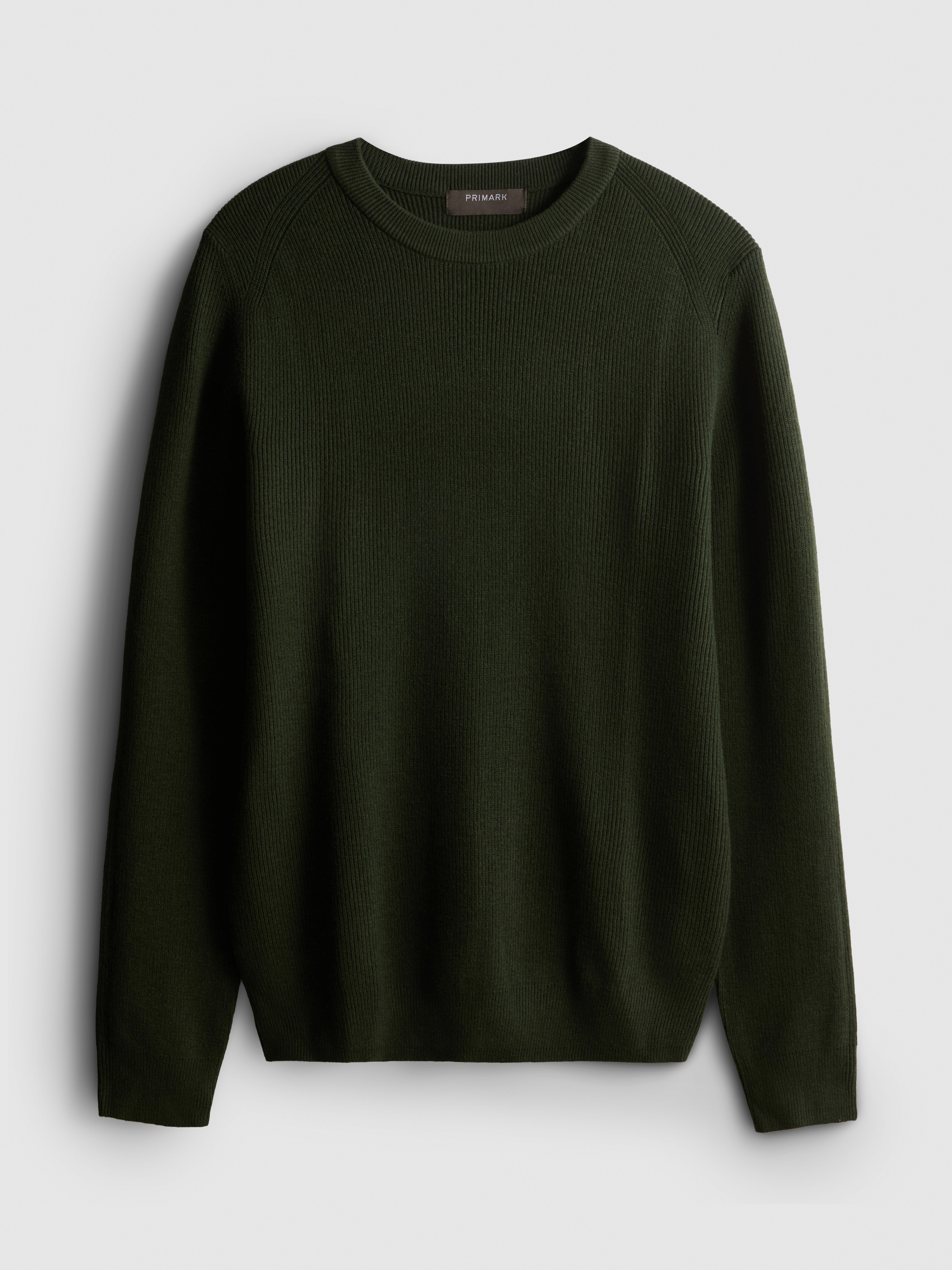 Ribbed Crewneck Sweater - Dark Green