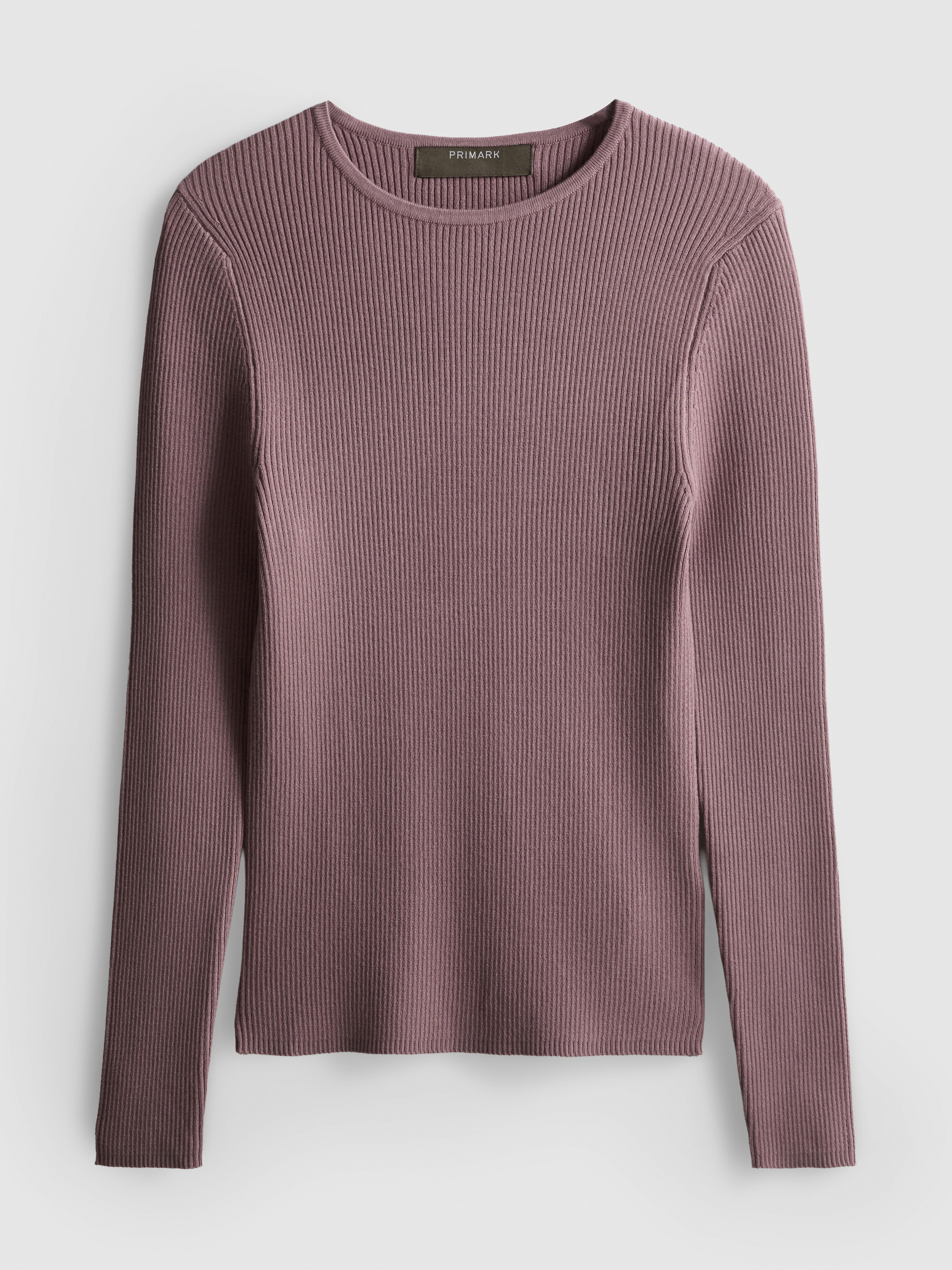 Ribbed Crew Neck Sweater - Purple
