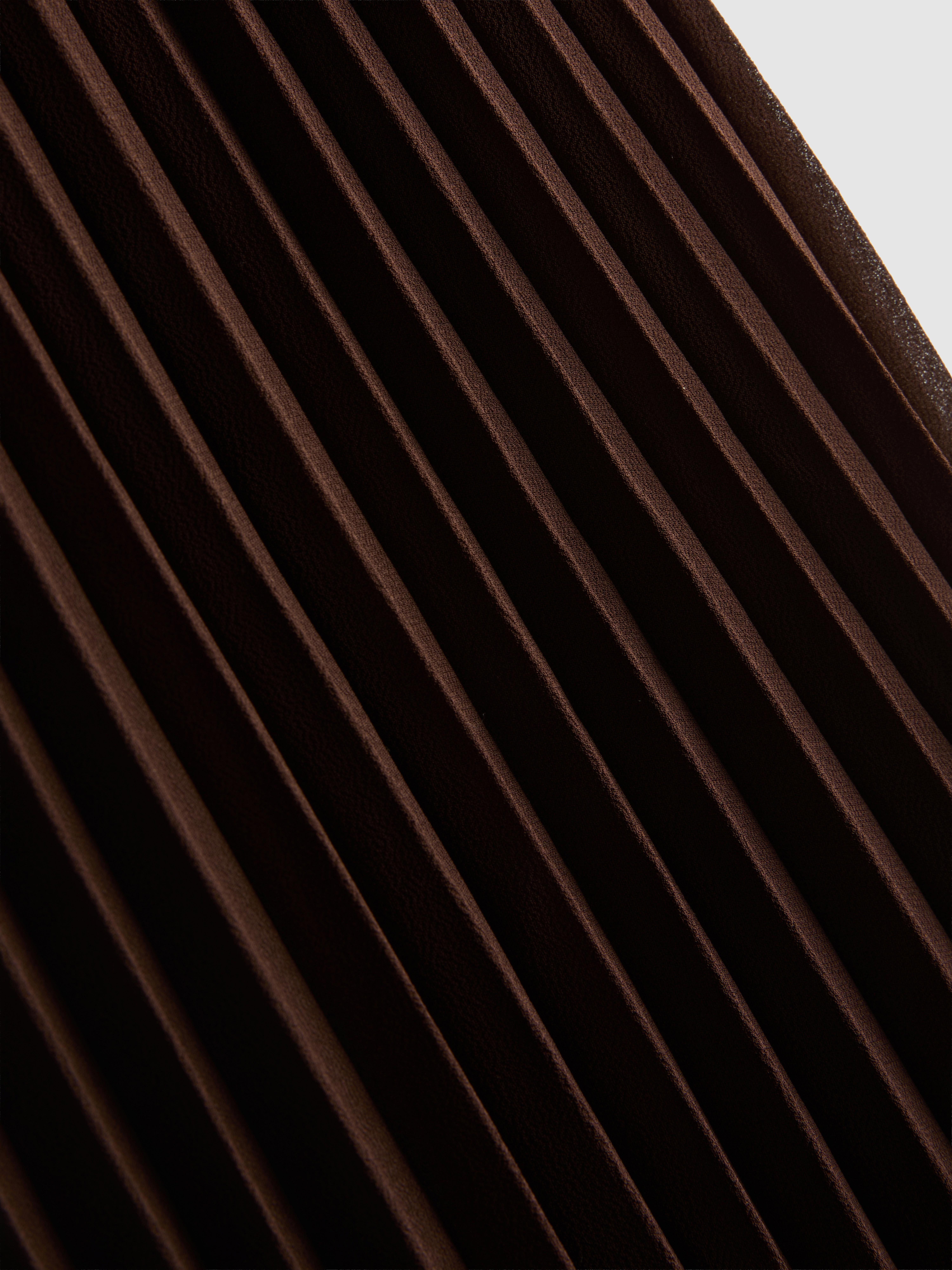 Pleated Chiffon Midi Skirt - Chocolate