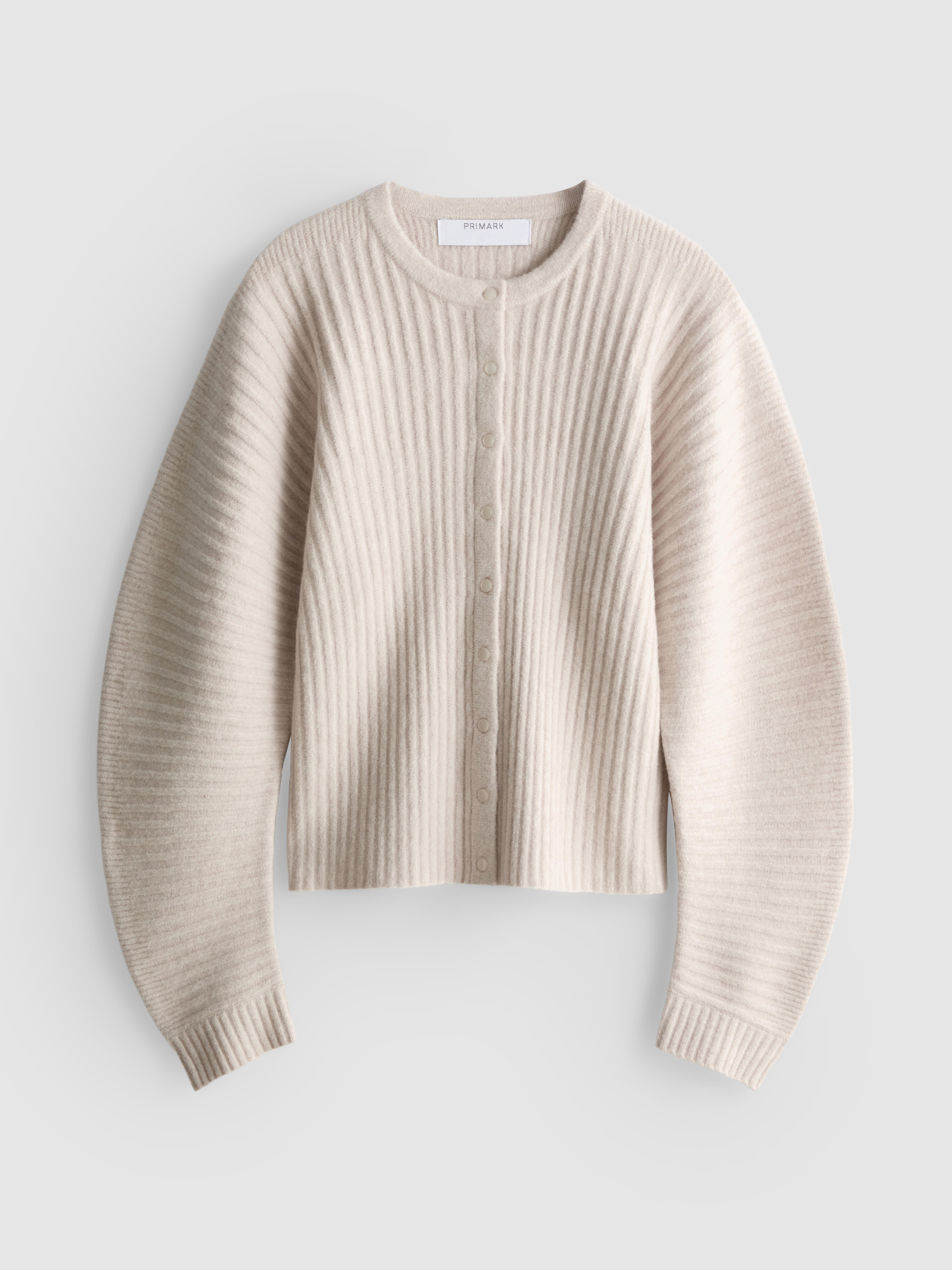Ribbed Sculpted Cardigan - Oatmeal