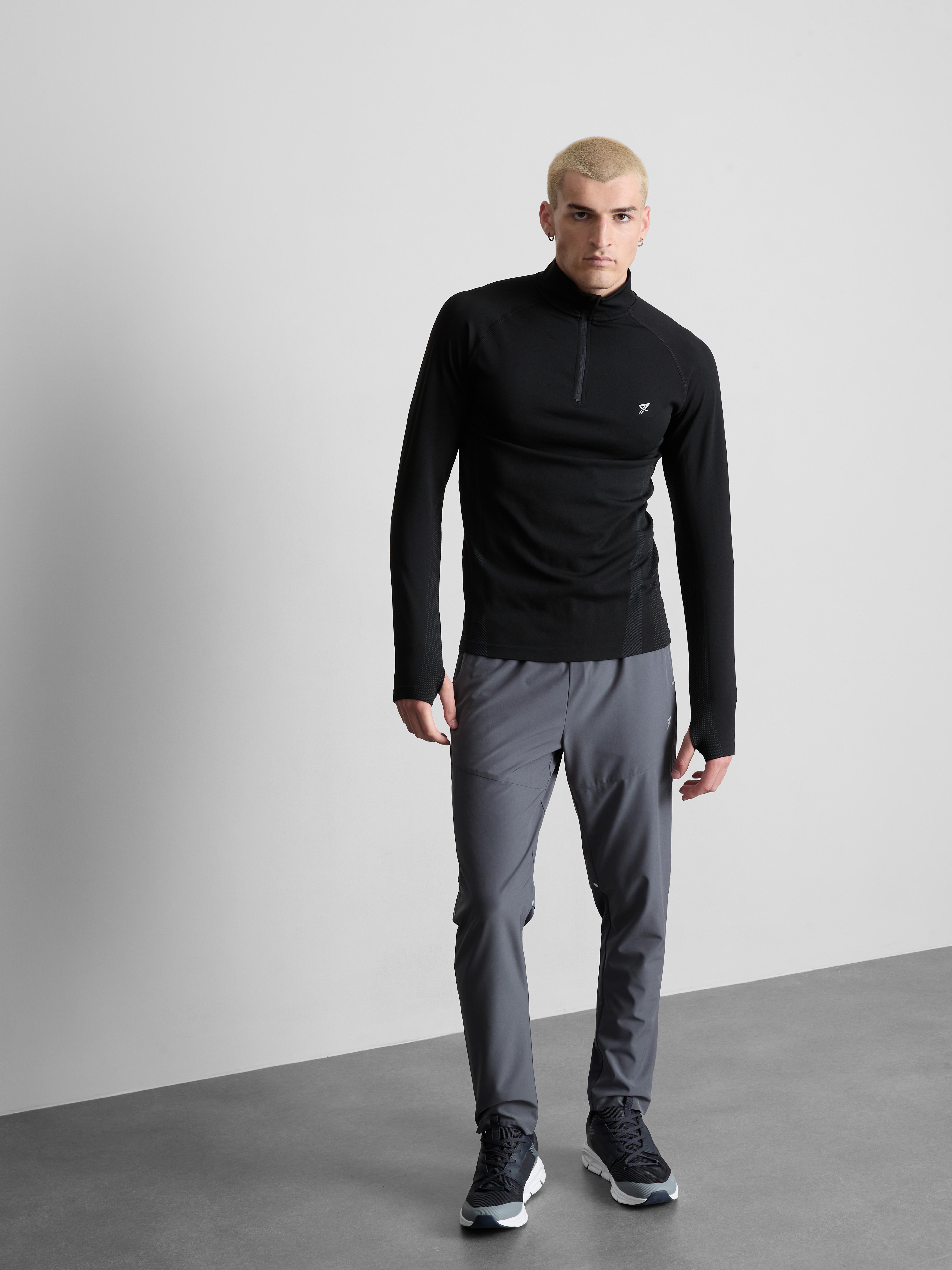Quarter Zip Gym Top - Black