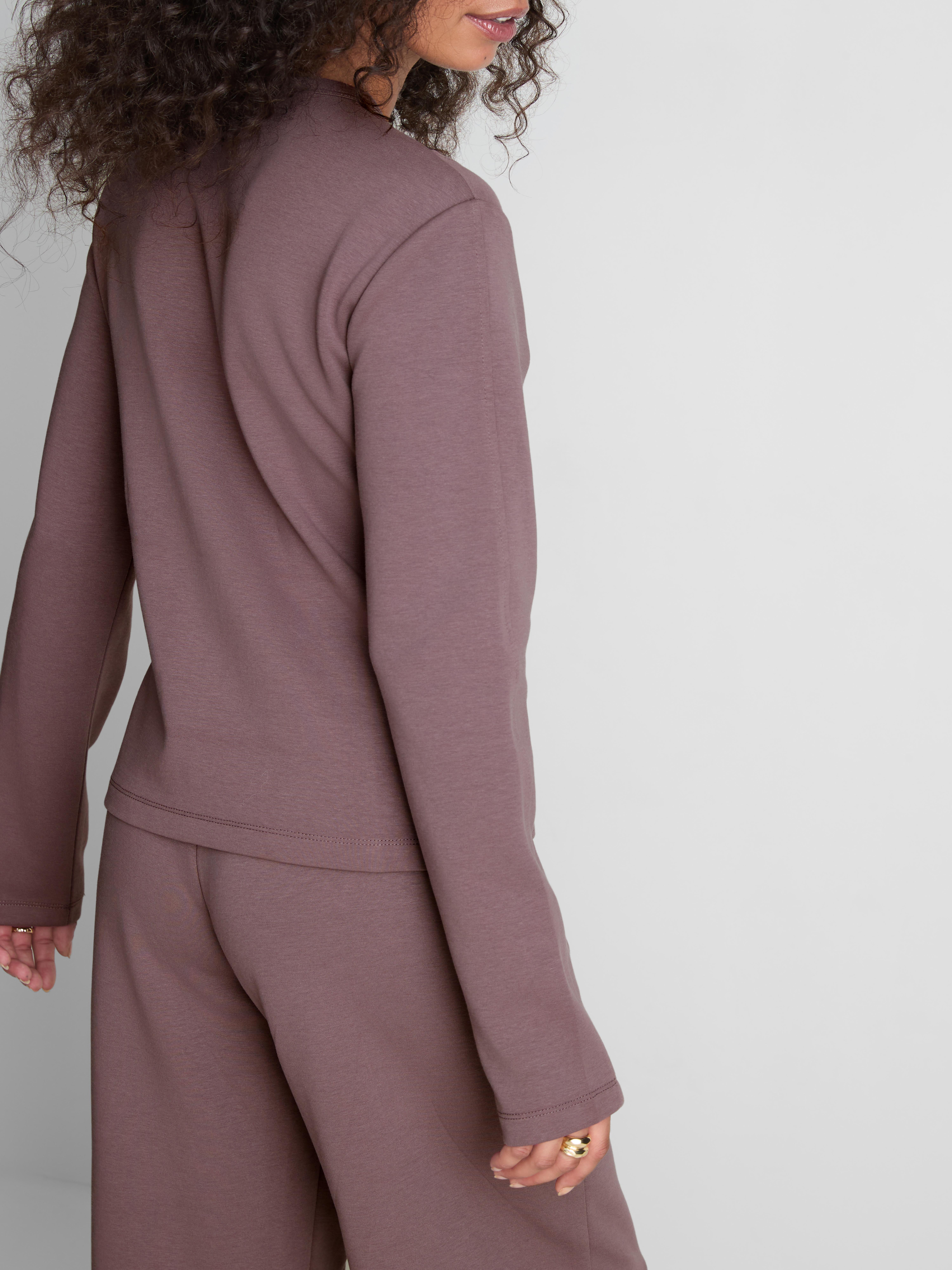 Paula Echevarría Structured Crew Neck Cardigan - Fig