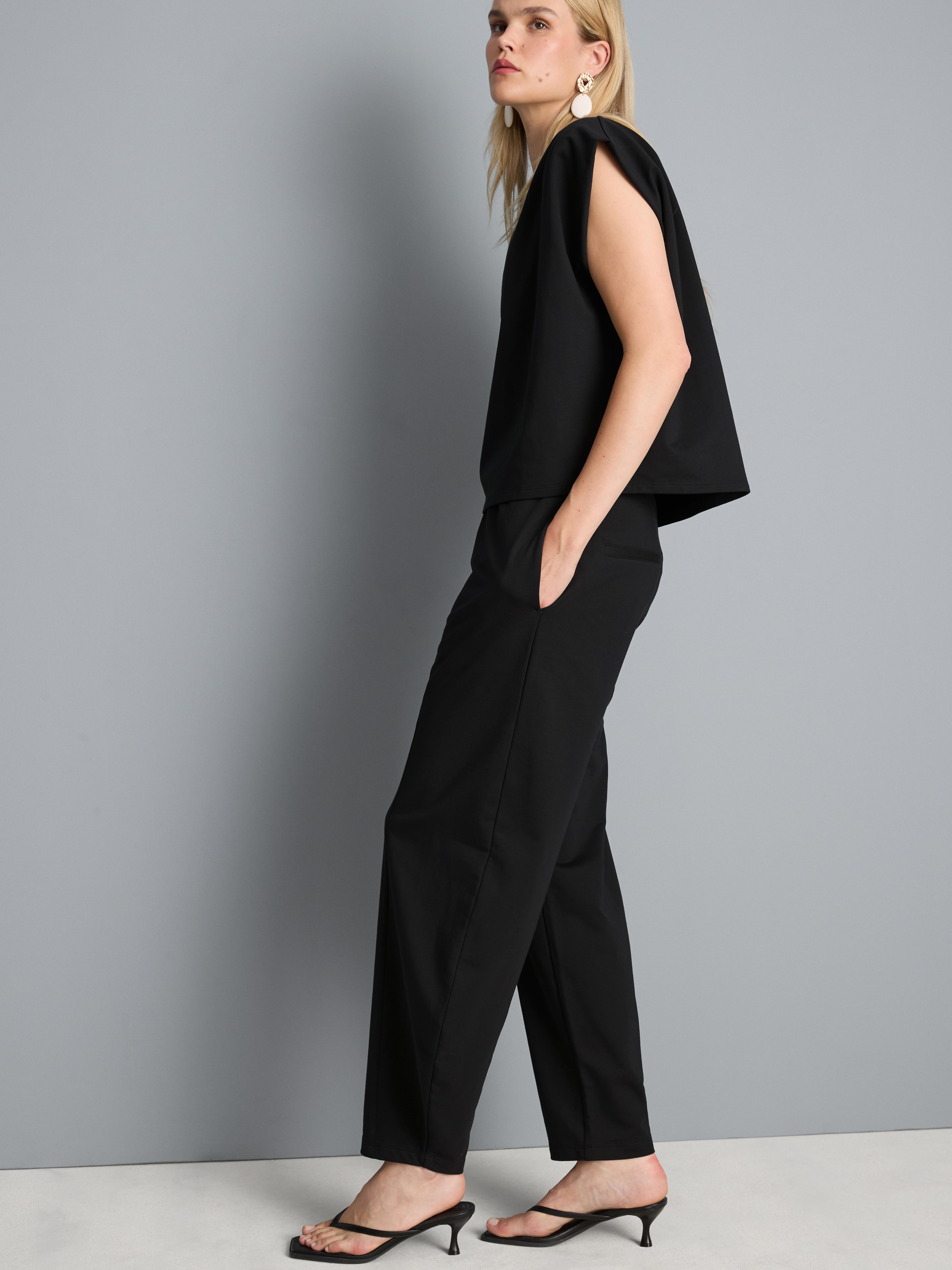 Cotton Rich Barrel Leg Joggers - Black