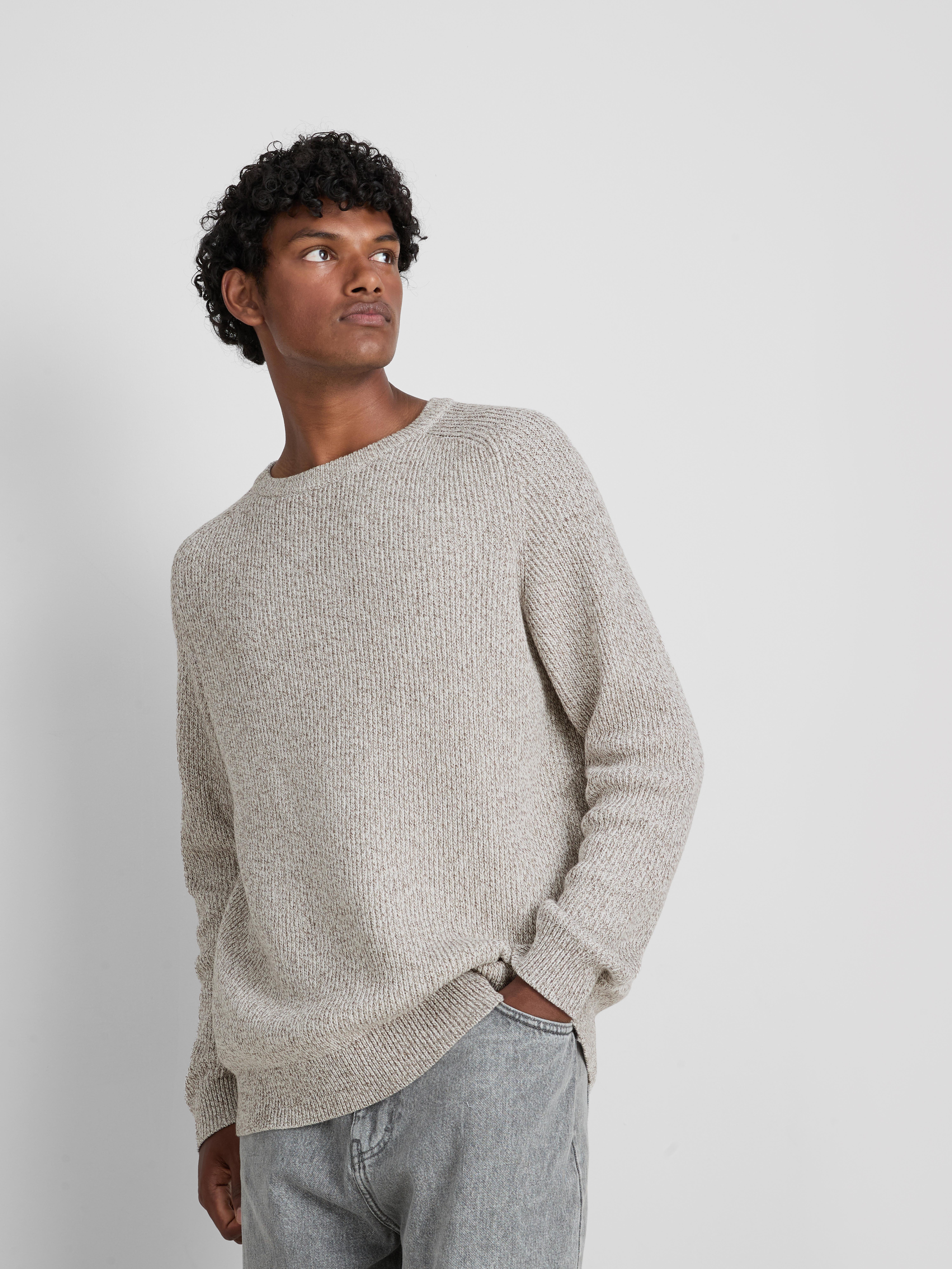 Cotton Rich Crew Neck Sweater - Natural