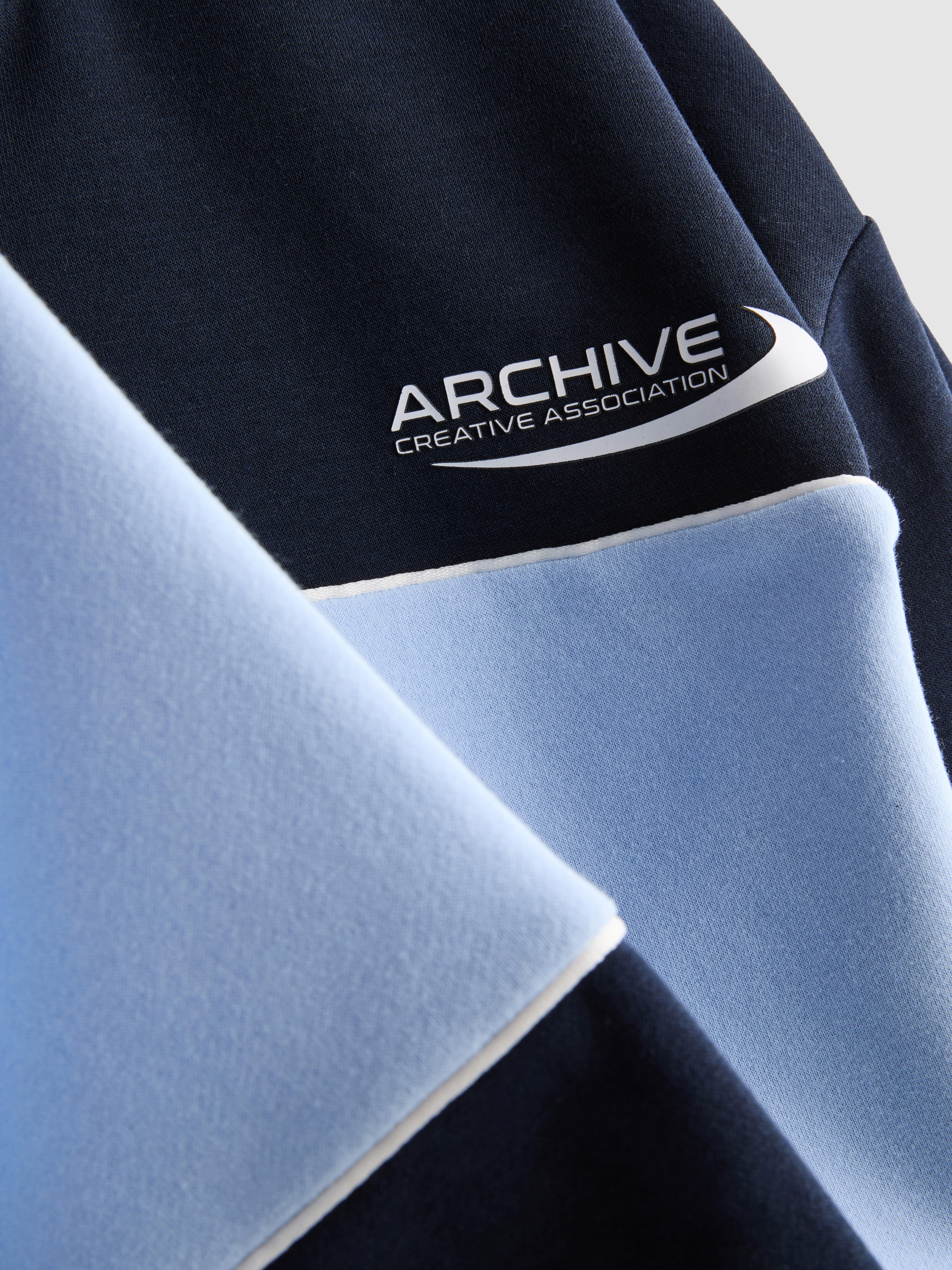 Colorblock High-Neck Sweatshirt - Navy