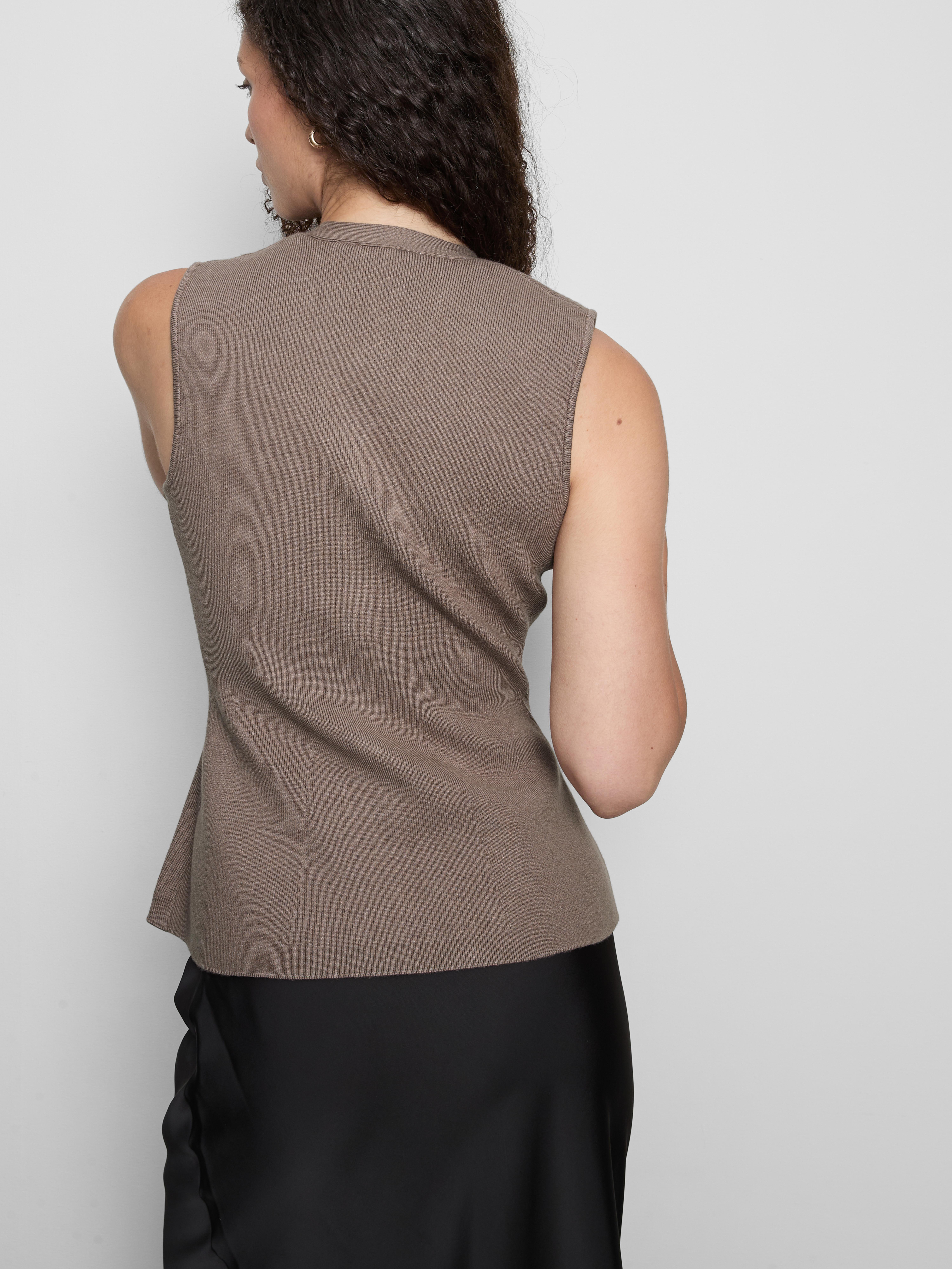 The Edit Knitted Sleeveless Peplum Waistcoat - Natural