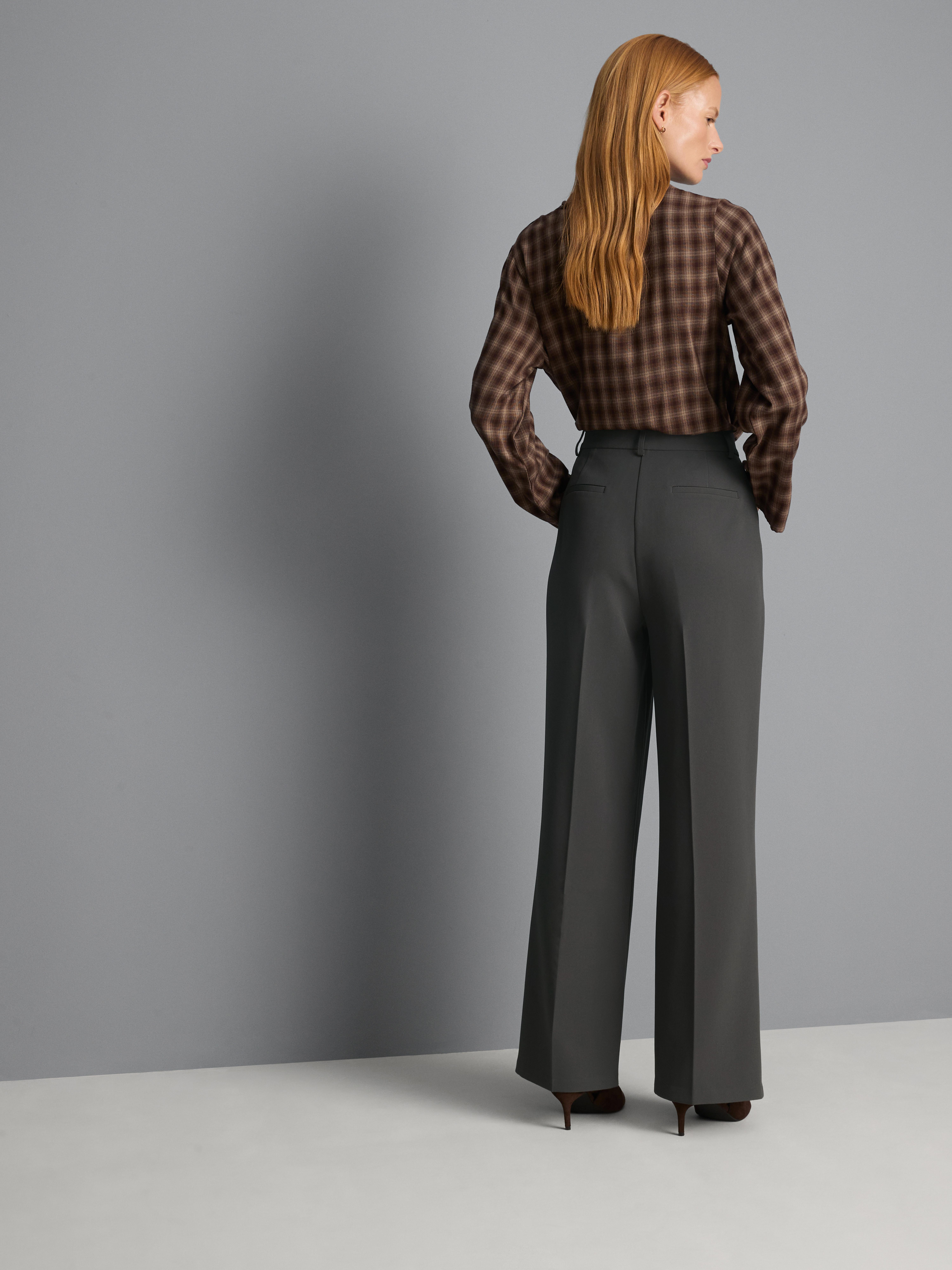 Pleated Wide Leg Pants - Dark Gray