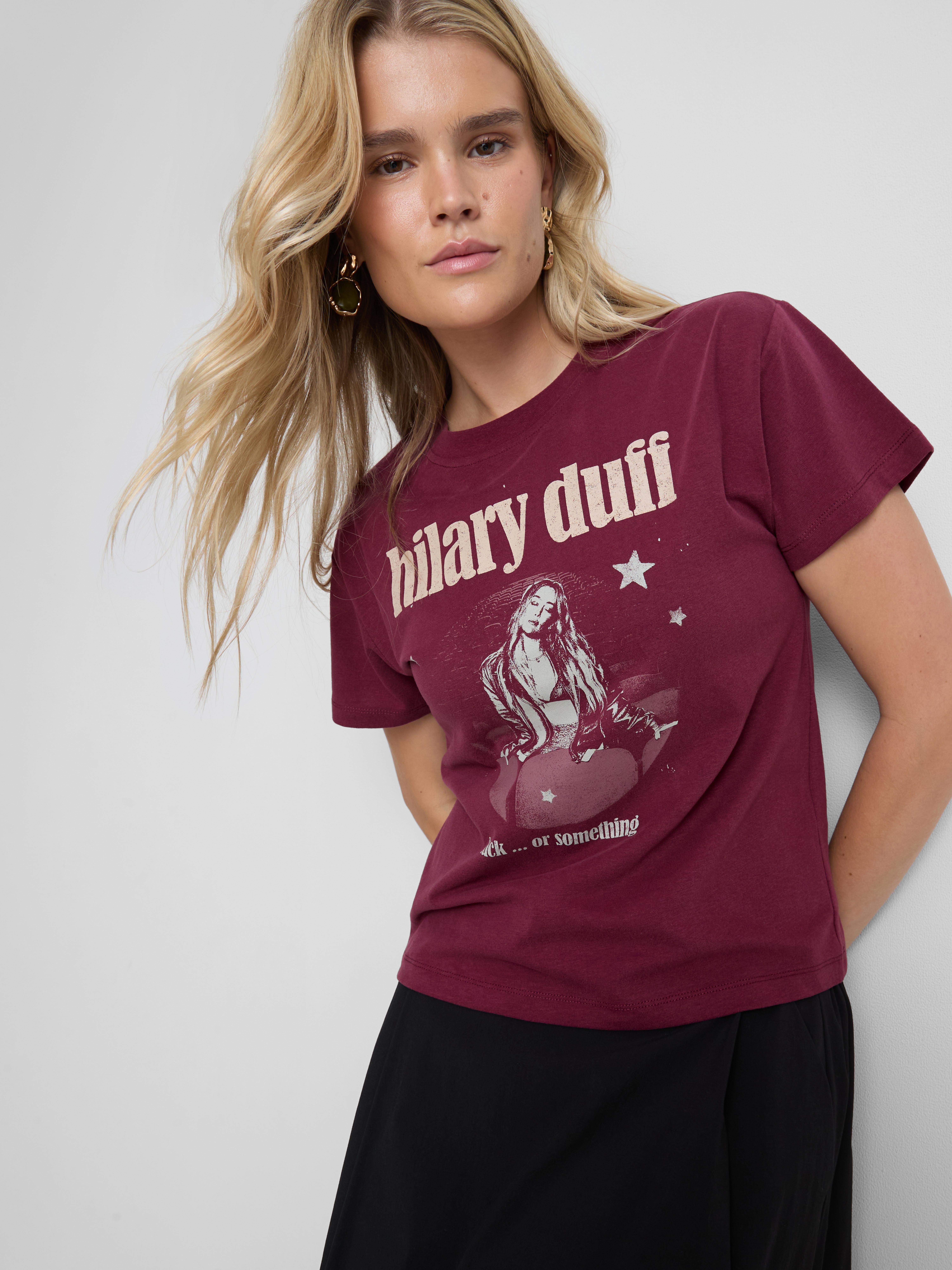 Hilary Duff Pure Cotton Graphic Tee - Burgundy