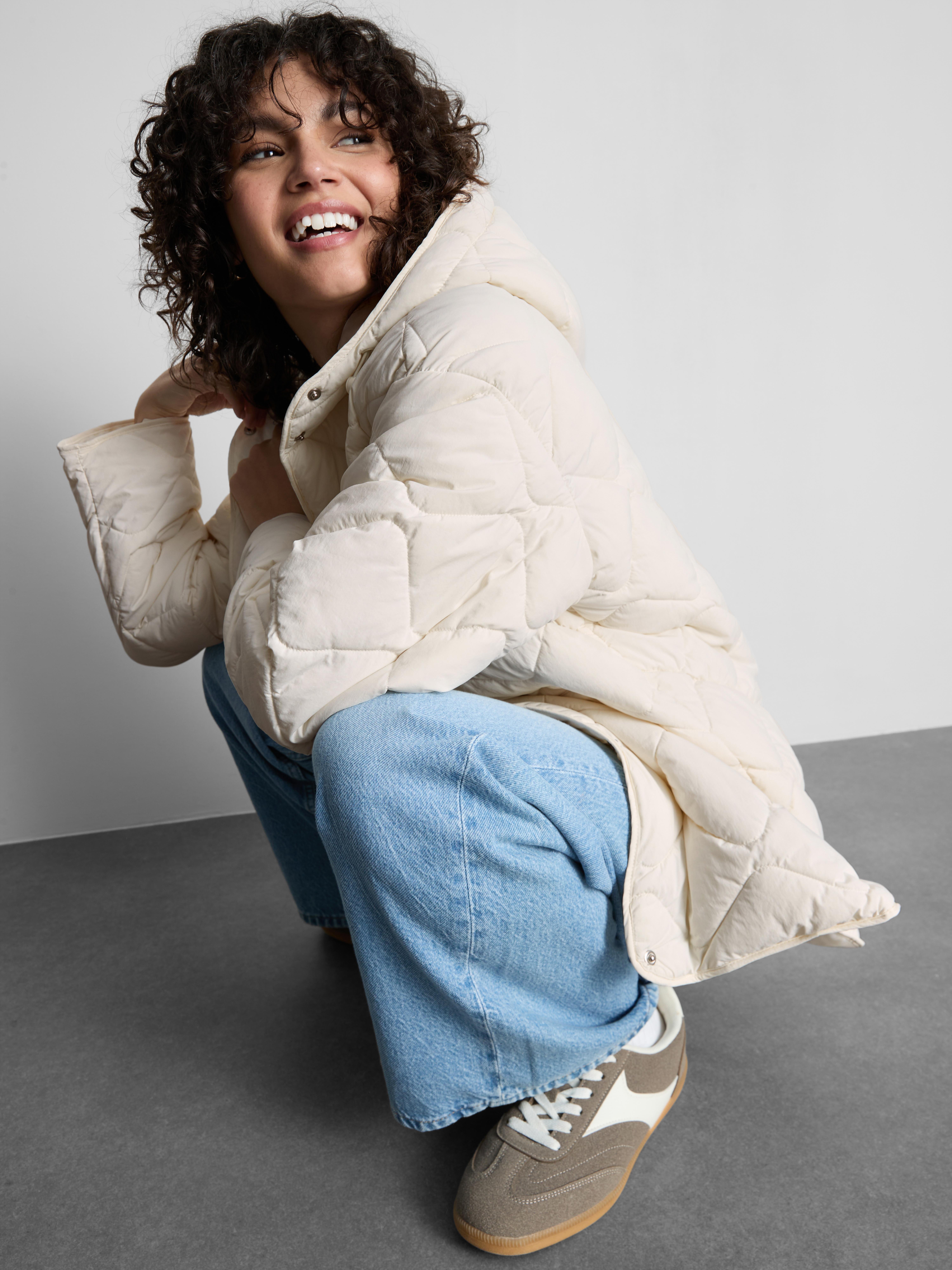 Hooded Quilted Jacket - Ivory