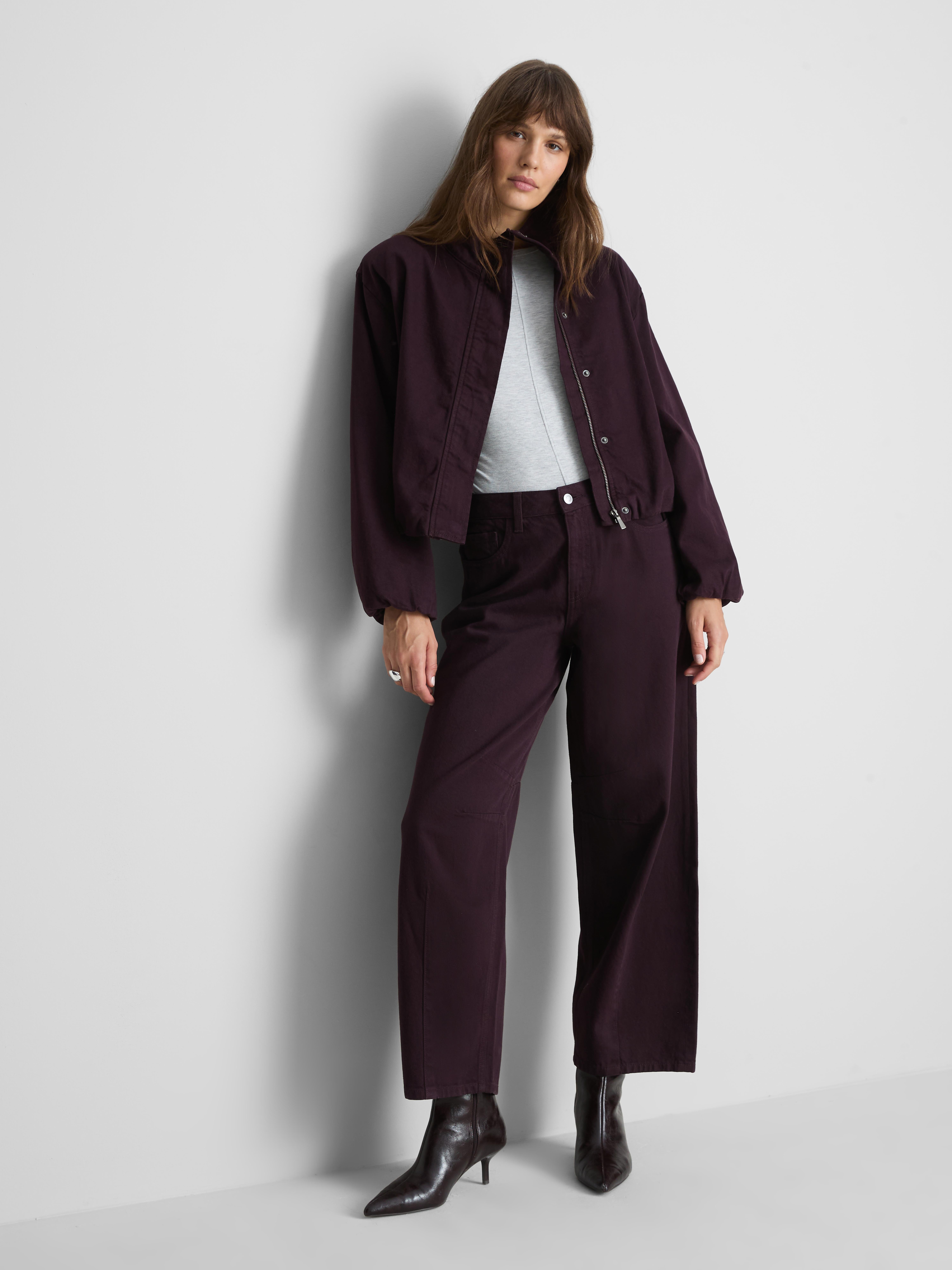 Paula Echevarría Funnel Neck Denim Jacket - Plum