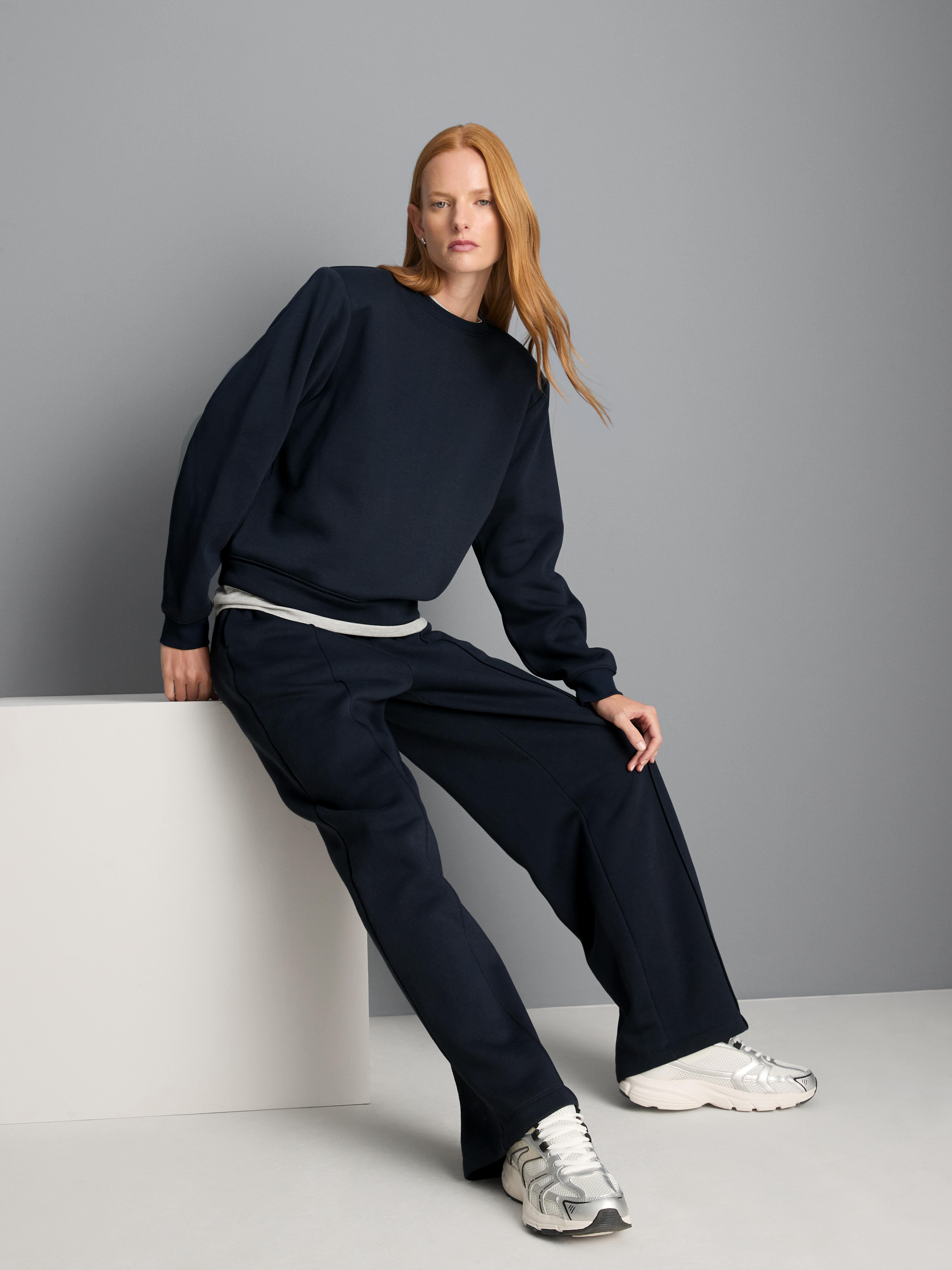 Cotton Rich Shoulder Pad Sweatshirt - Navy